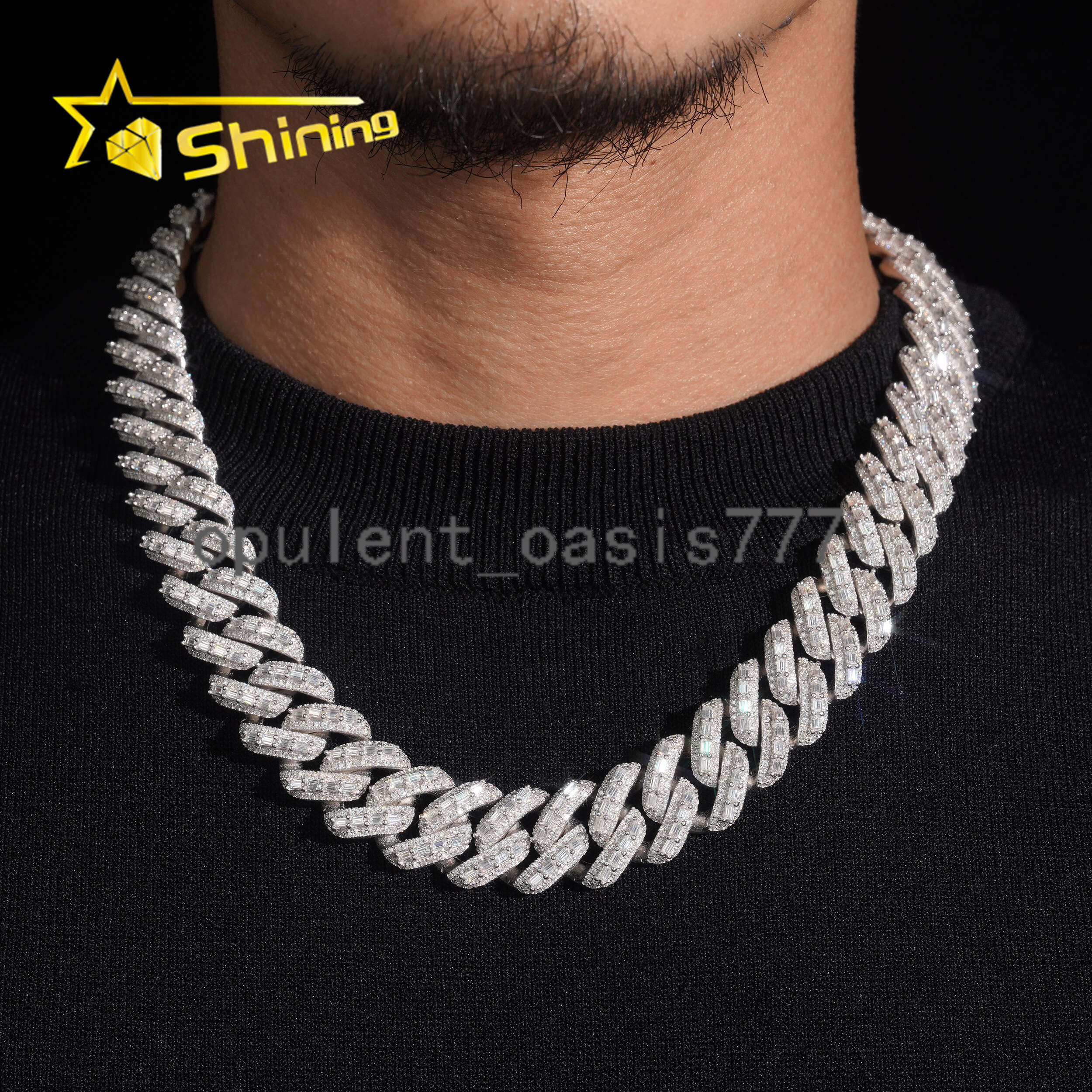 Luxury 925 Silver Chain Iced Out 18mm Cuban Link Chain Moissanite Hip Hop Jewelry Custom Men Link Chian Necklace