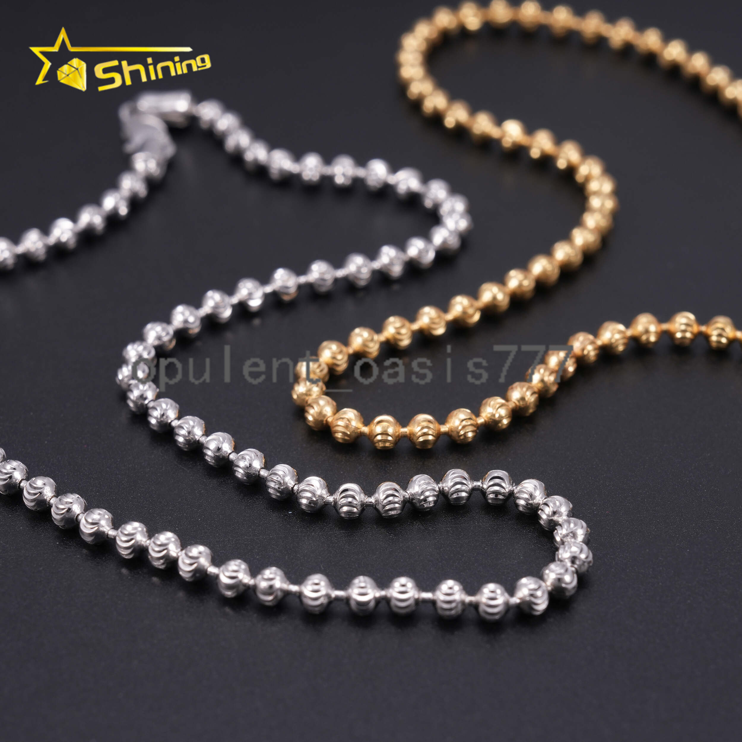 Factory Wholesale Moon Cut Beads Chain Sterling 925 Silver Trendy Jewelry Daily Cuban Link Chain Necklace 4mm Chain