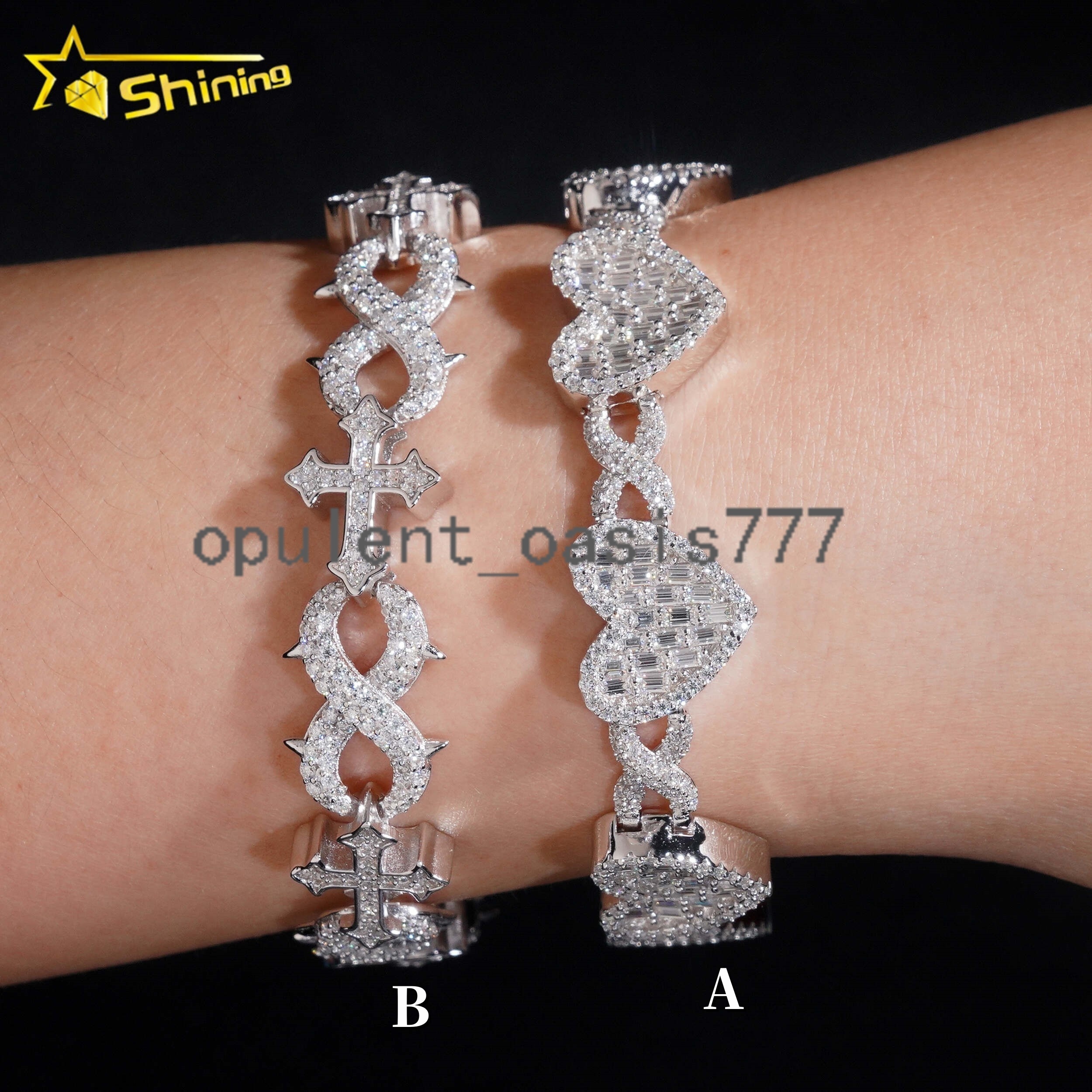 Hot Popular Infinity Link Bracelet 925 Sterling Silver GRA Moissanite Diamond Bracelet for Men Hip Hop Heart Cuban Bracelet