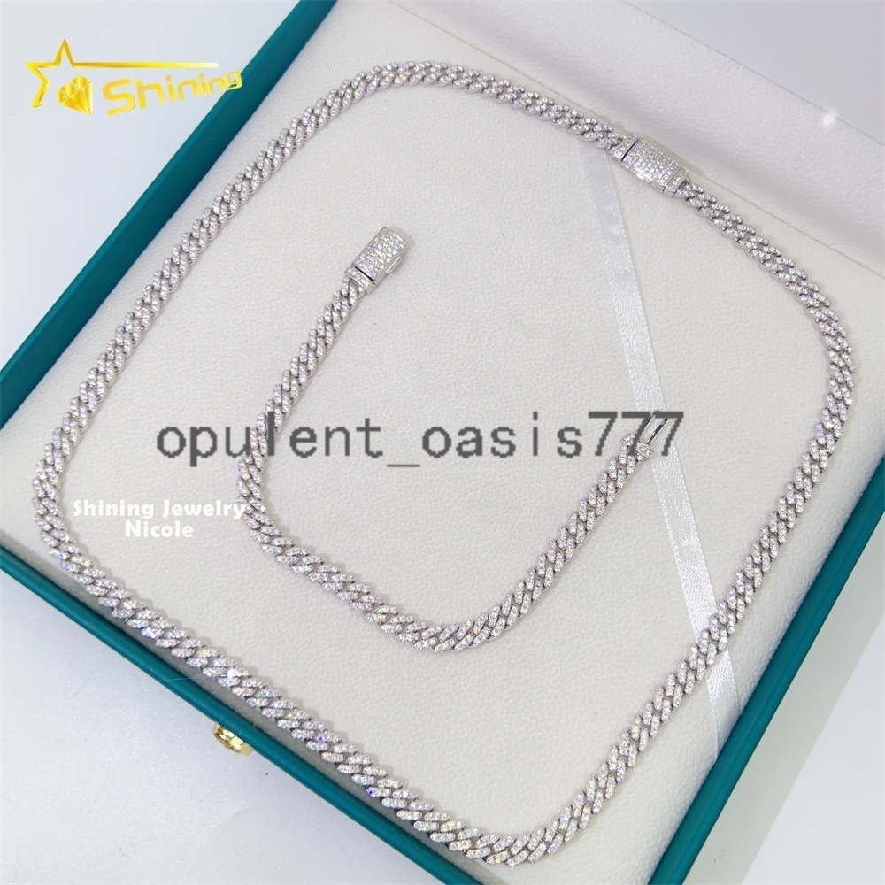 Ready to Ship 925 Silver Thin 6mm Vvs Diamond Cuban Link Chain Women Iced Moissanite Cuban Chain