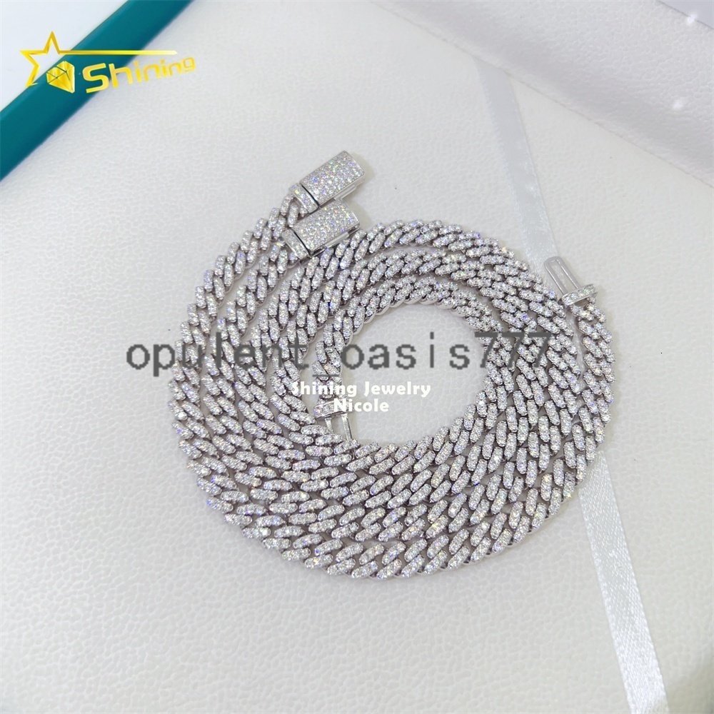 Ready to Ship 925 Silver Thin 6mm Vvs Diamond Cuban Link Chain Women Iced Moissanite Cuban Chain