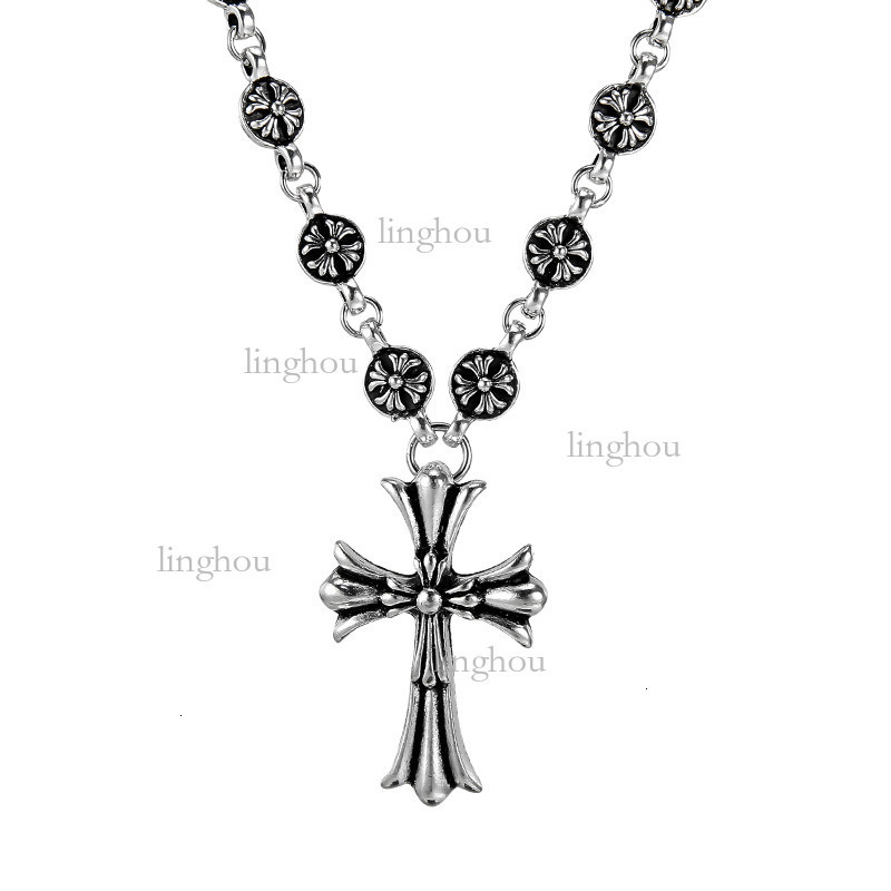 Hip Hop Style Designer Necklace 2026 Luxury Brand Women's Jewelry Fashion Retro Silver Electroplated Silver Sword Pendant Cross Necklace Trendy M