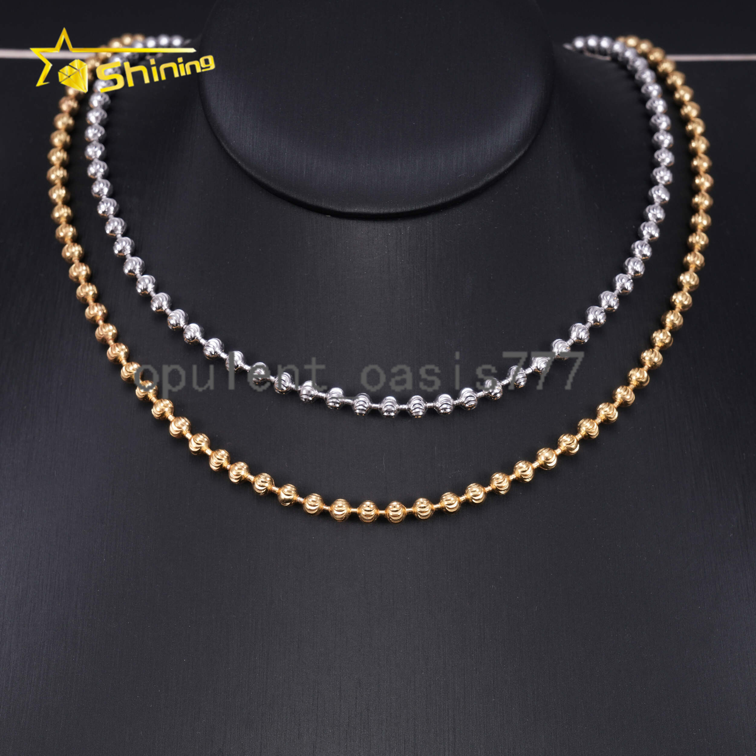 Factory Wholesale Moon Cut Beads Chain Sterling 925 Silver Trendy Jewelry Daily Cuban Link Chain Necklace 4mm Chain