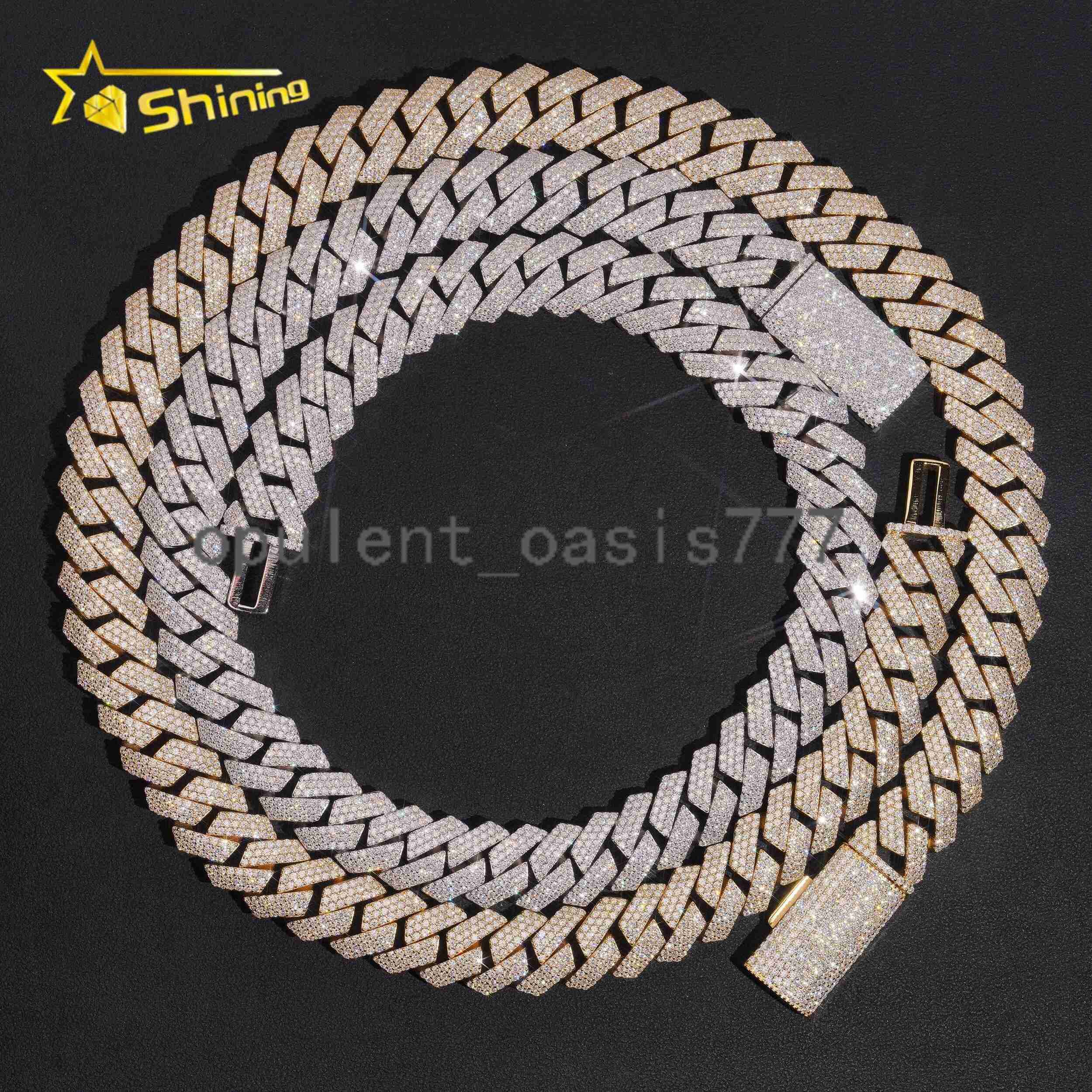 Hip Hop Style Heavy Solid Mens 16mm Moissanite Iced Out 925 Sterling Silver Cuban Link Chain