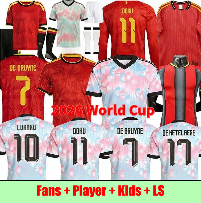 retrio 2026 belgium soccer jerseys shirts DE BRUYNE TIELEMANS CUYPER DOKU DOKU OPENDA MOREIRA RASKIN 25 26 retro football Fans Player Kids LS Mens Womens Kit uniform