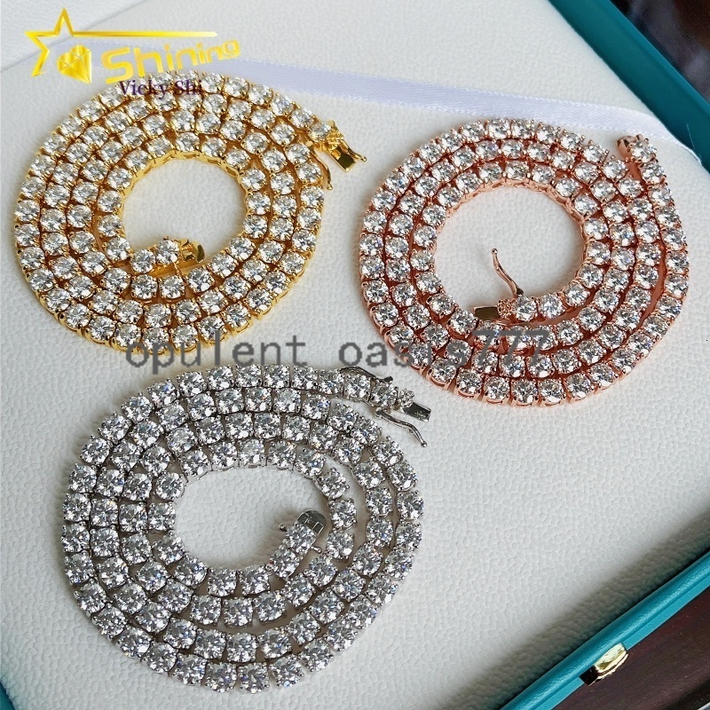 Dropshipping Fine Jewelry 925 Sterling Silver Men Women 2mm 3mm 4mm 5mm Moissanite Diamond Tennis Chain Bracelet