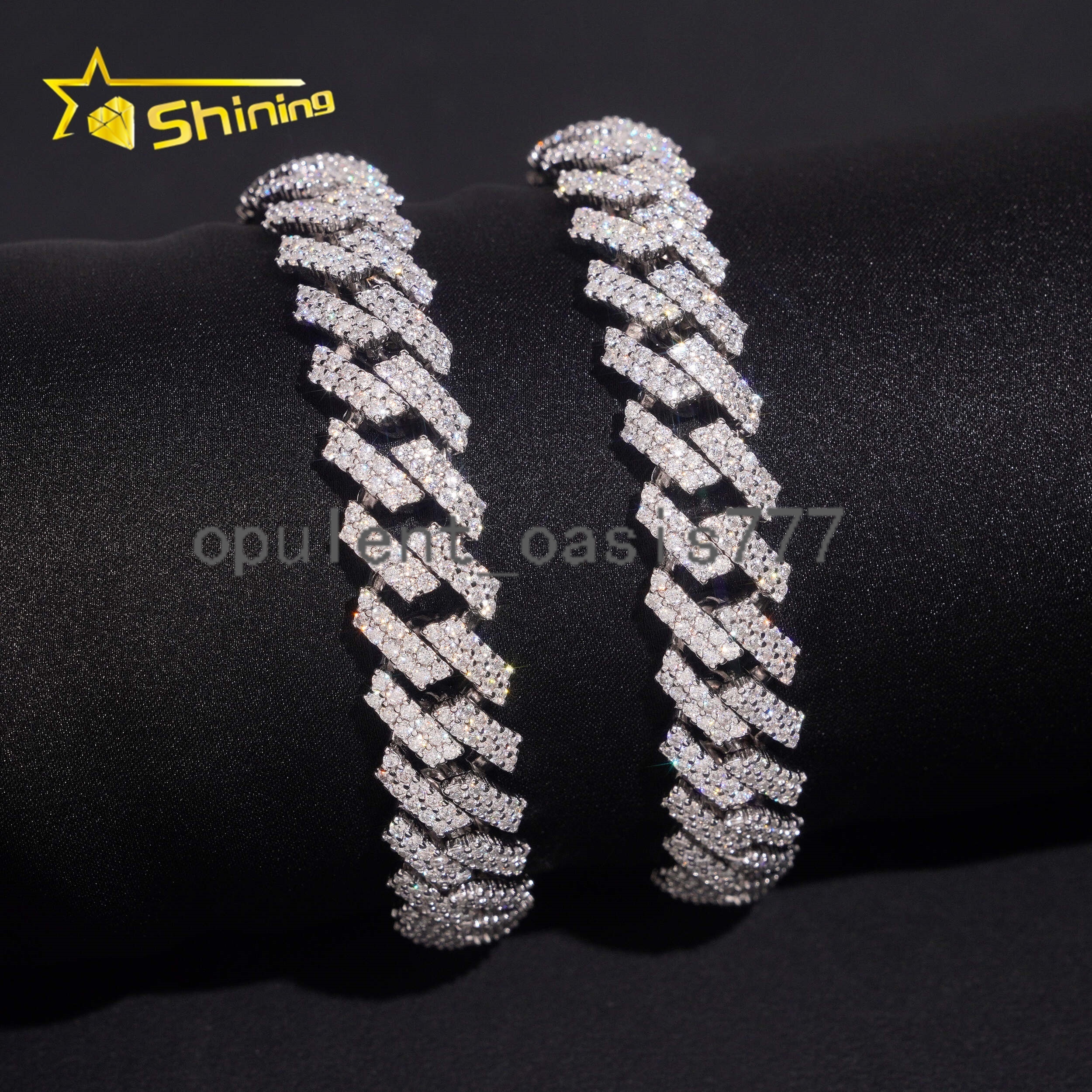 Pass Diamond Tester Fire Jewelry Fashion Hip Hop Style 12mm Cuban Link Chain Bracelet 925 Sterling Silver Moissanite USA Stock
