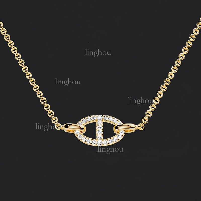 2026 Pure Silver Designer Necklace Luxury Brand Women's Jewelry Accessories High-quality Fashion Double Ring Pig Nose Necklace Trend Essential Co