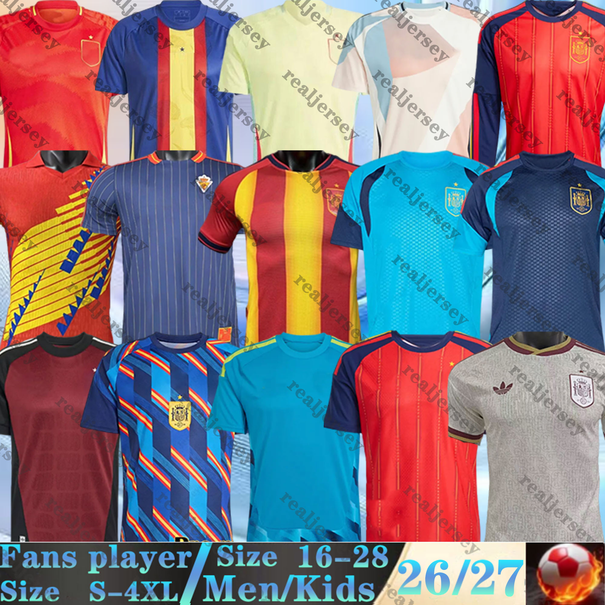 2026 2027 World Cup spain Soccer Jersey LAMINE YAMAL MORATA FERRAN CARVAJAL Camisetas Espana National Football Shirt 25 26 27 Men Kids Kit RODRI OYARZABAL FINAL