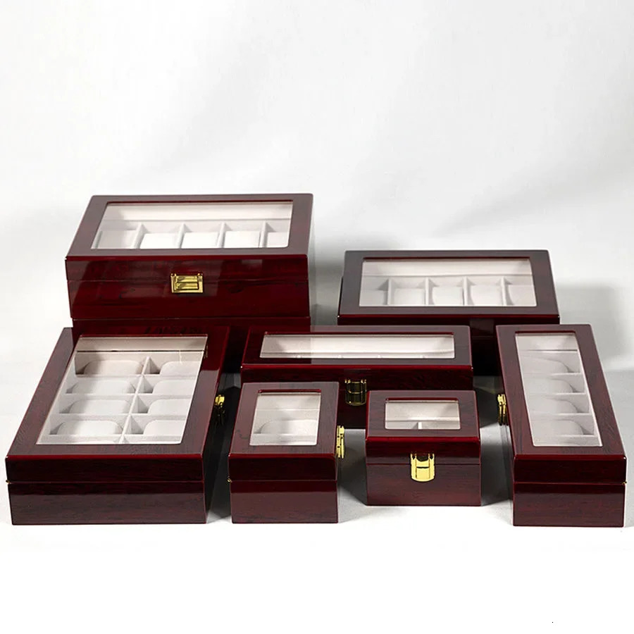 Wooden Watch Box Eco-Friendly Watch Storage Case with 1/2/3/5/6/10/12 Slots Travel Organizer for Men Watch Gift Box 260327