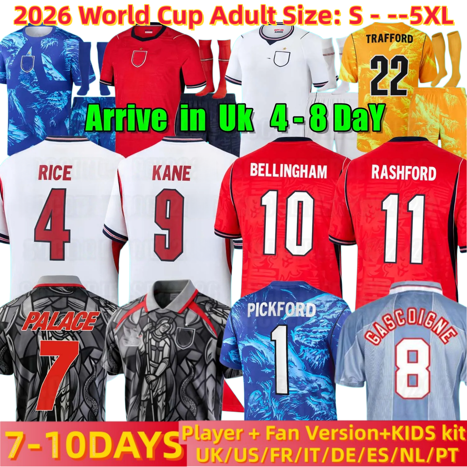 england football shirt 26 27 Palace World Cup Kit KANE Soccer Jersey SAKA PALMER RICE FODEN kids Women Goalkeeper England world cup 2026 football kit shorts
