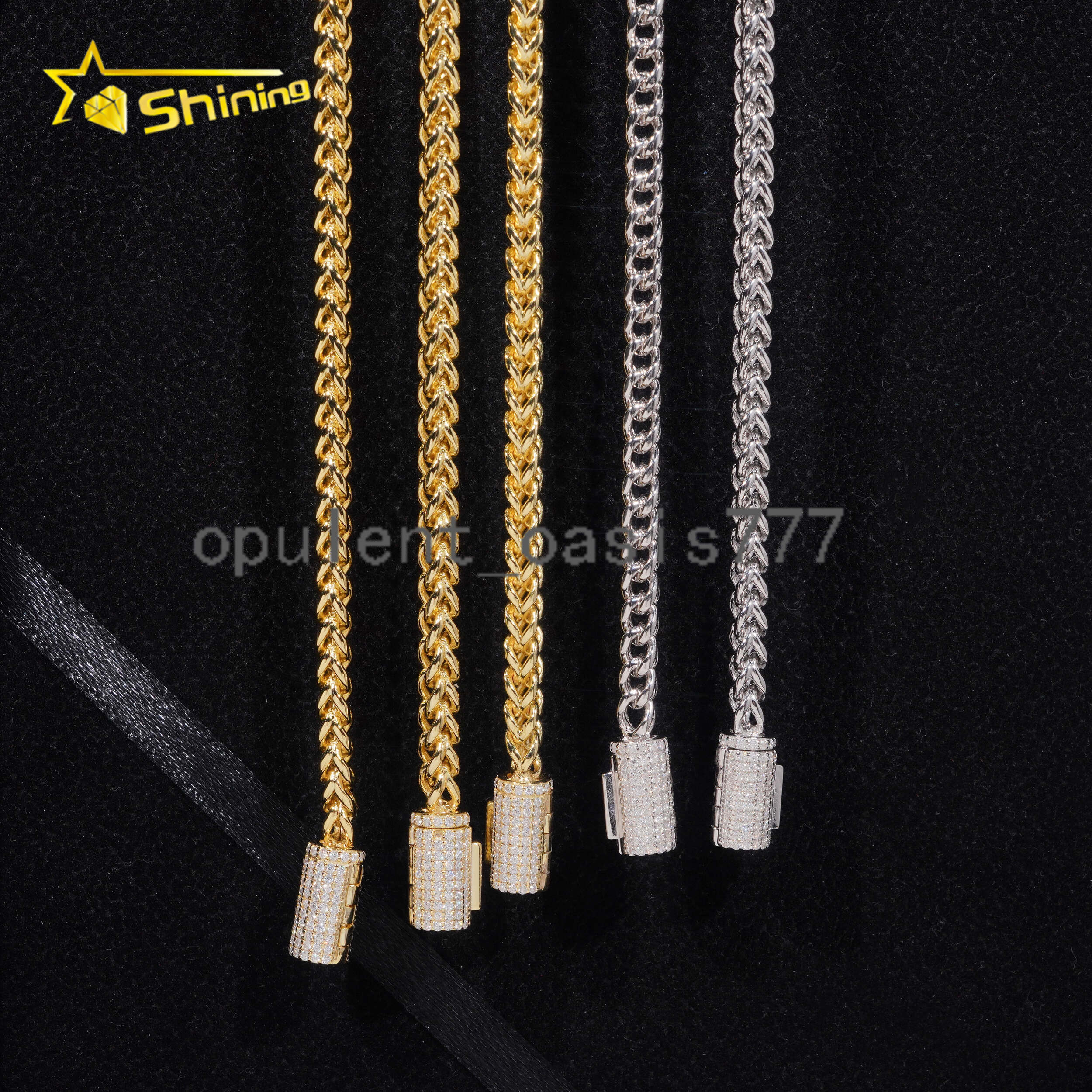 Fast Shipping Hip Hop Jewelry Necklaces Men Women Choker Necklace Fashion Gold Plated 4MM 925 silver 925 silver Moissanite Rope Chain