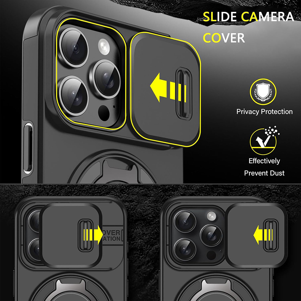 Heavy-duty Rugged Magnetic Ring Stand Case For iPhone 17 16 15 14 13 12 11 Pro Max Plus Slide Camera Protection For Magsafe Cover - view 4