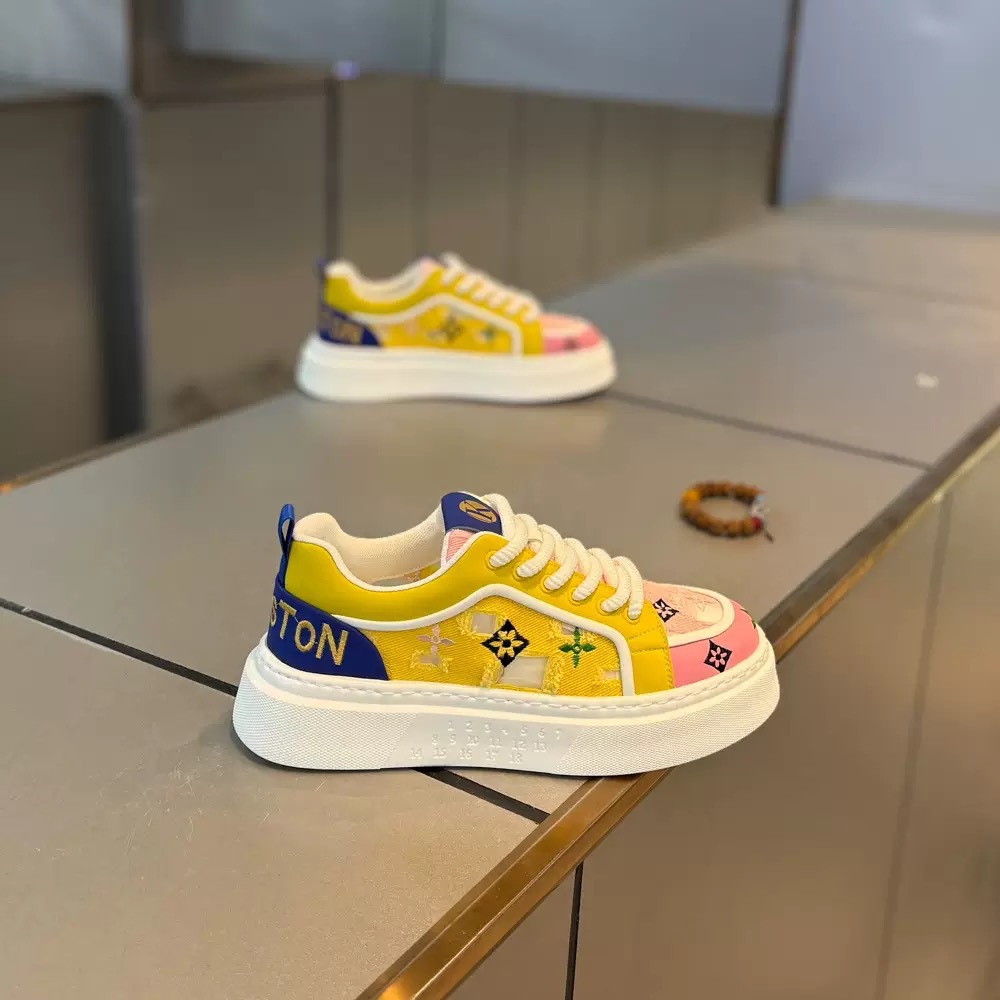 Summer comfortable and breathable sports and casual shoes for men thick sole height increasing color blocking versatile printed casual shoes