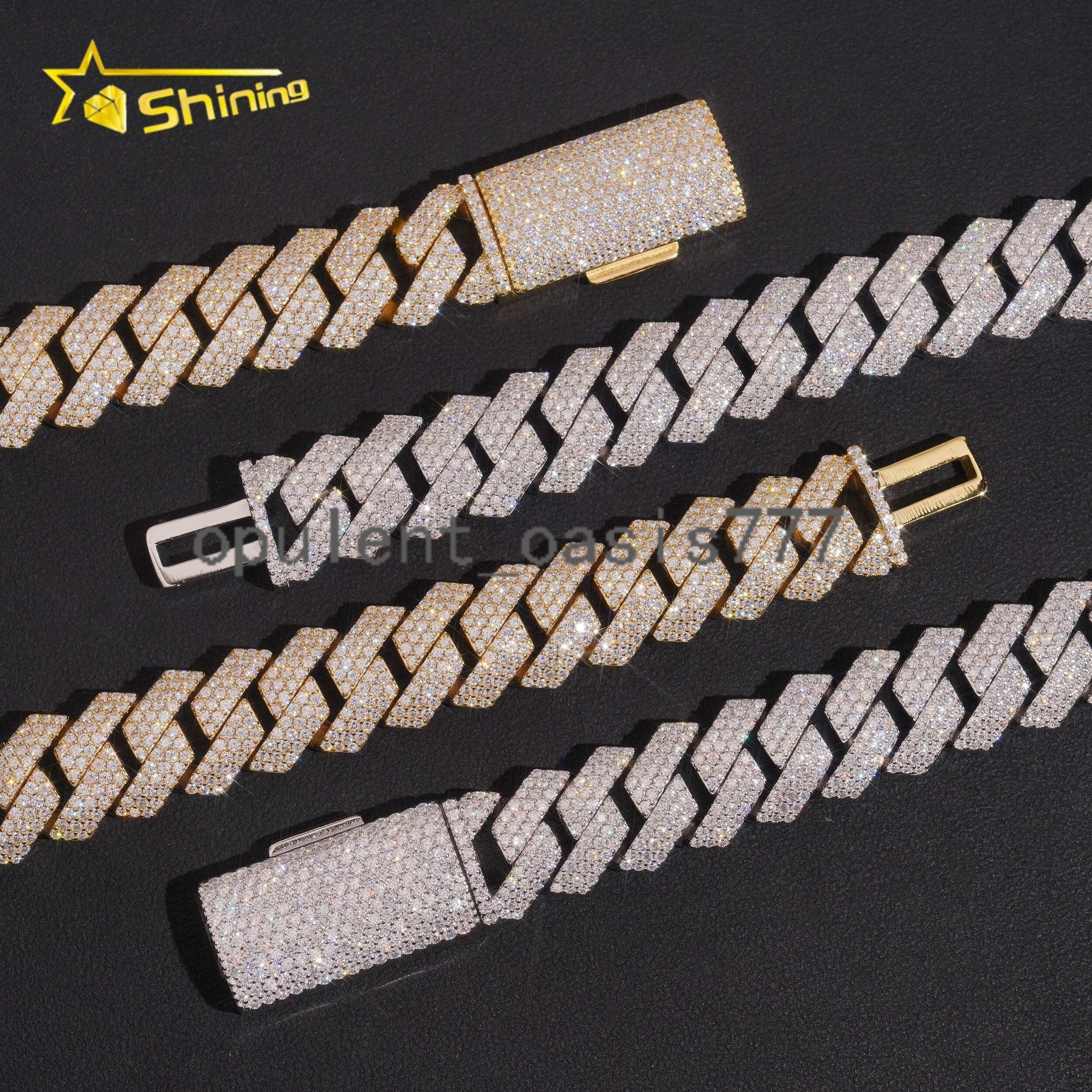 Hip Hop Style Heavy Solid Mens 16mm Moissanite Iced Out 925 Sterling Silver Cuban Link Chain