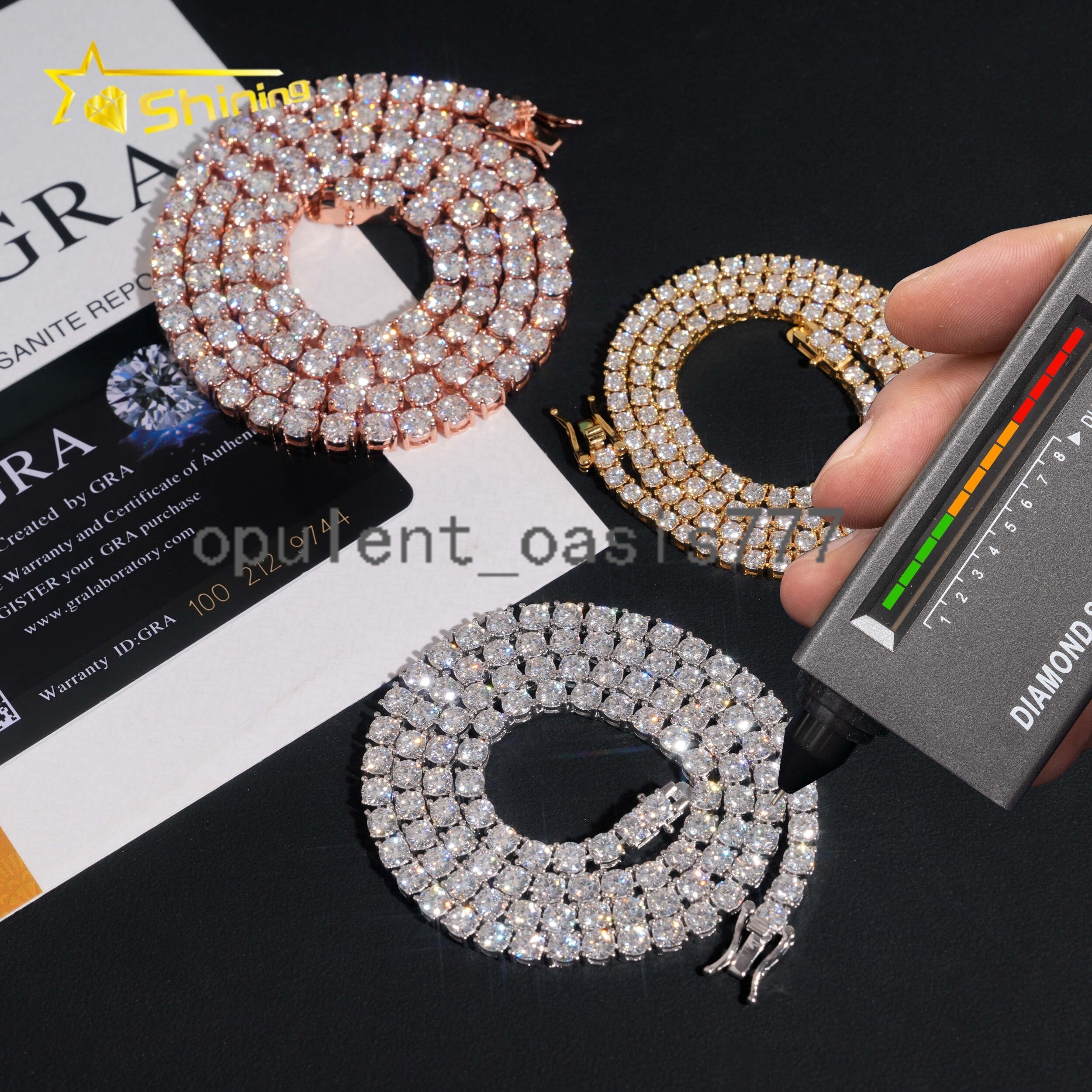 Hot Sale Classic Basket Prong Setting 925 Silver VVS Diamond Bracelet Necklace Moissanite Tennis Chain