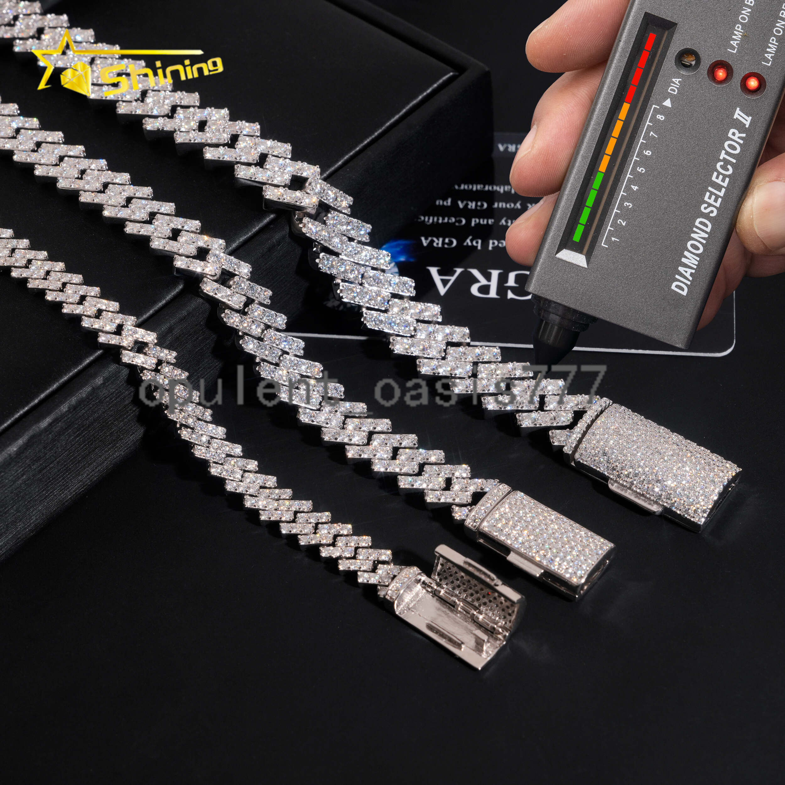 Hot Selling VVS Moissanite Chains Hip Hop 7mm 10mm 13mm One Row Moissanite Cuban Necklace Iced Out Link Chain Men