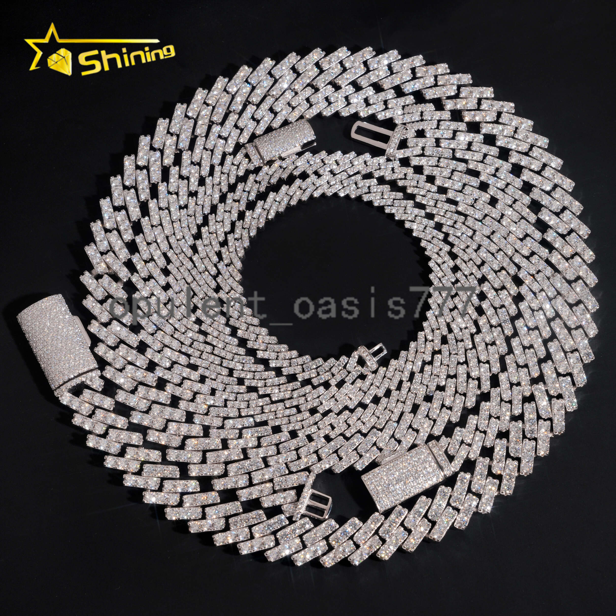 Hot Selling VVS Moissanite Chains Hip Hop 7mm 10mm 13mm One Row Moissanite Cuban Necklace Iced Out Link Chain Men