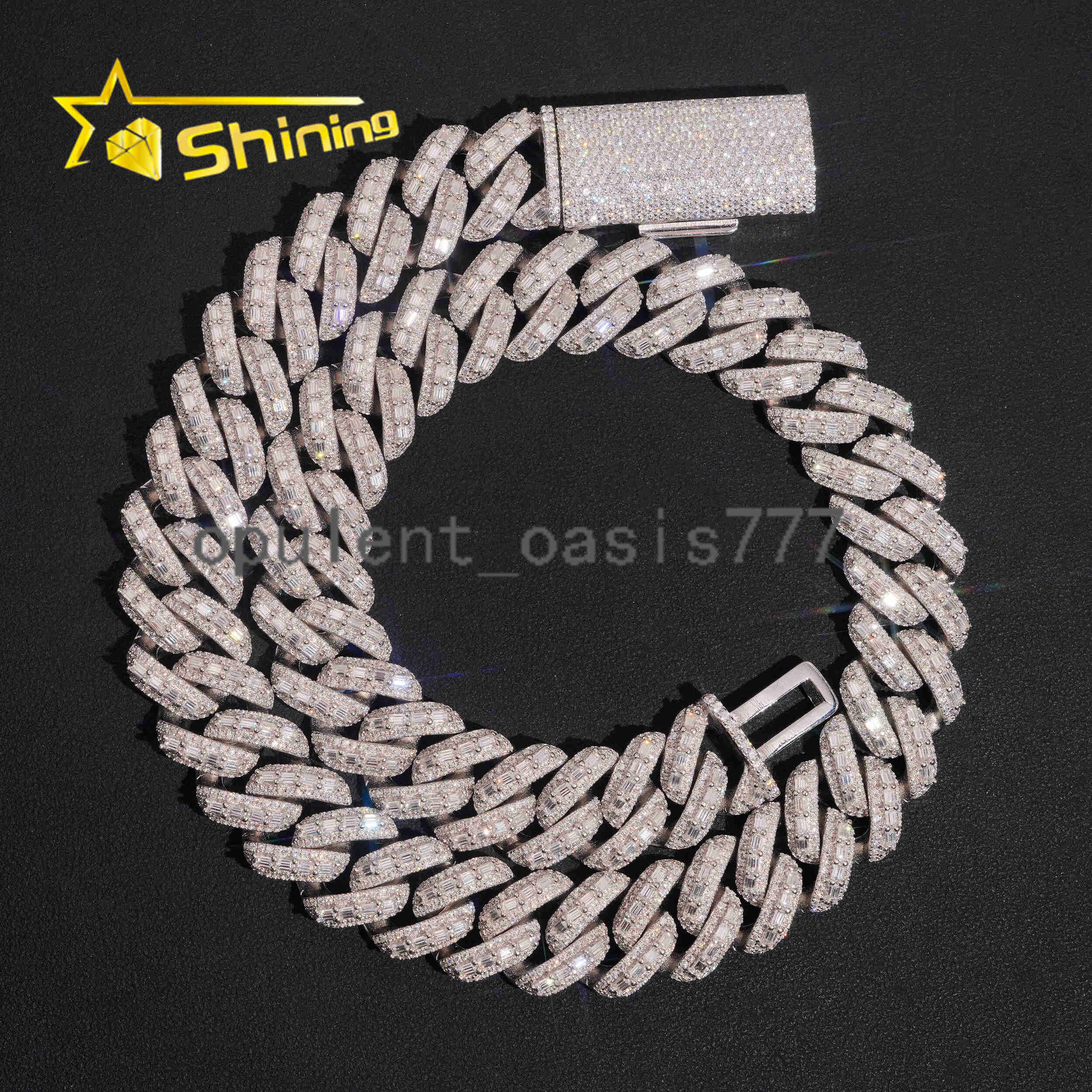 Luxury 925 Silver Chain Iced Out 18mm Cuban Link Chain Moissanite Hip Hop Jewelry Custom Men Link Chian Necklace