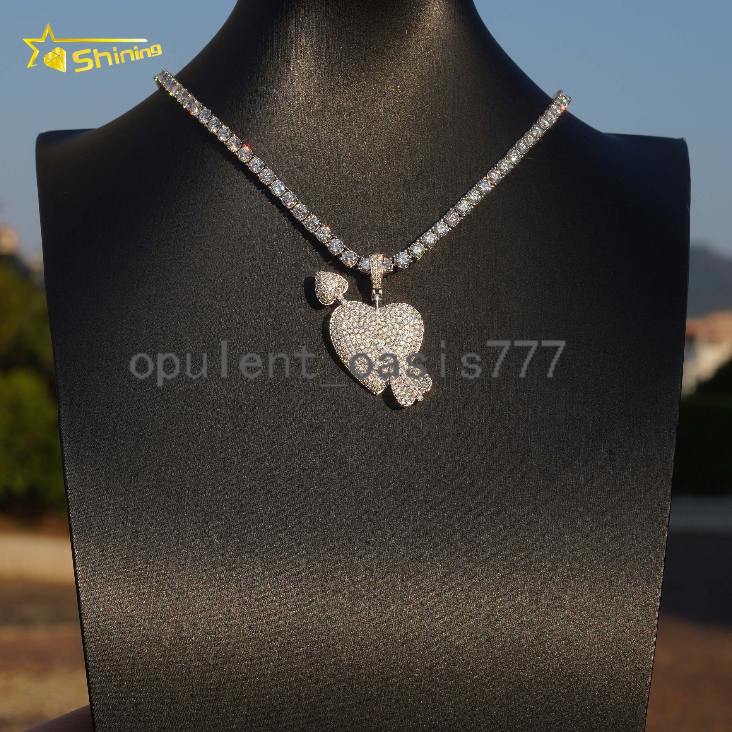 Hip Hop Jewelry Romantic Iced Out Gift 925 Silver Hot Selling Rose Gold Heart VVS Moissanite Pendant