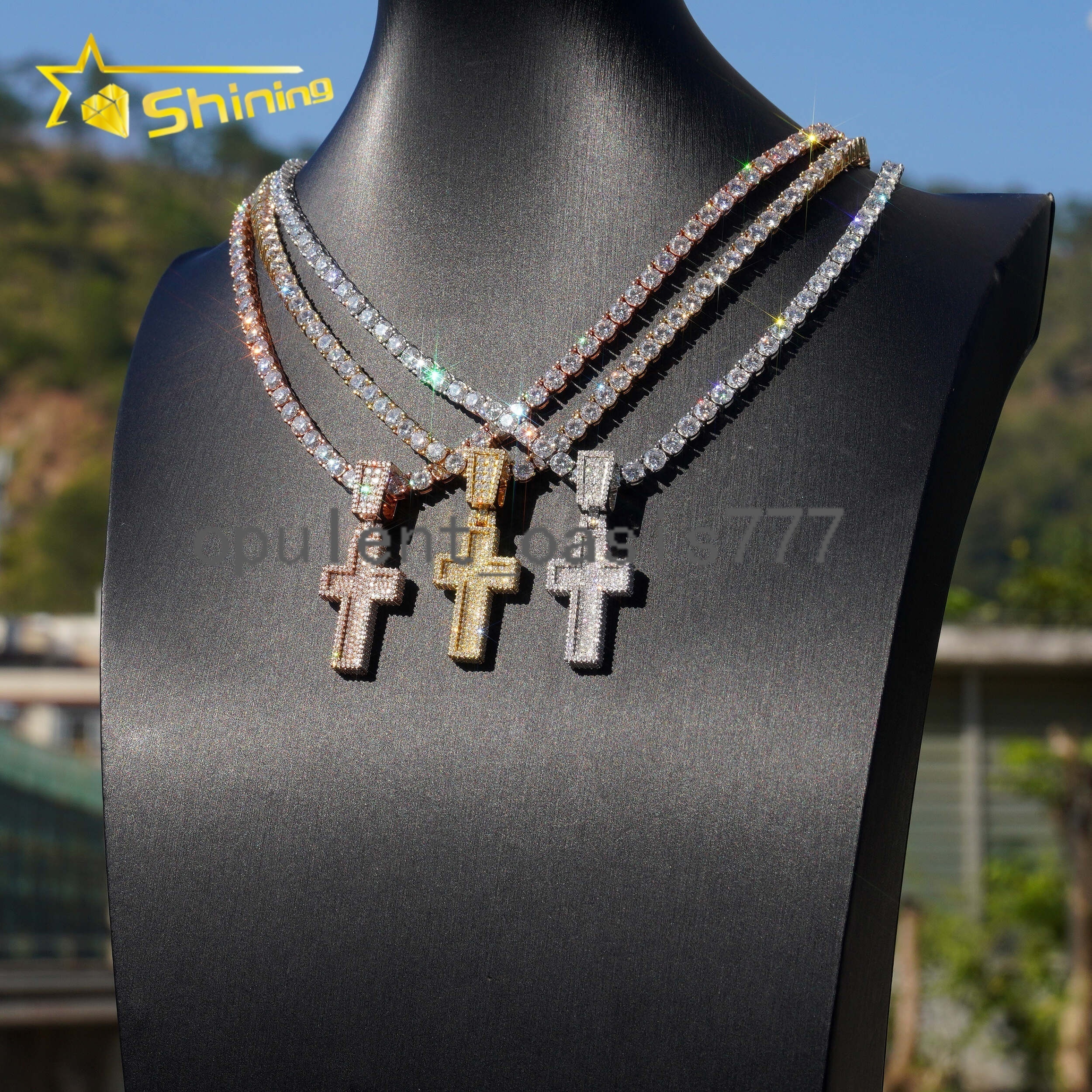 Fine Jewelry 925 Silver Iced Out Popular GRA Certificate Hip Hop Cross Moissanite Hip Hop Pendant