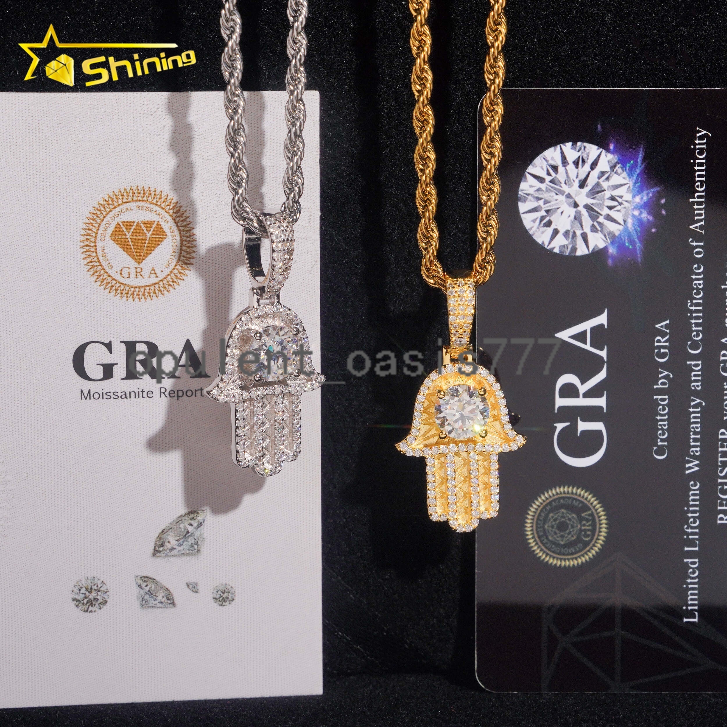 Local Stock Ready to Ship Hip Hop Hand 925 Silver Iced Out VVS Moissanite Diamond Mens Pendants