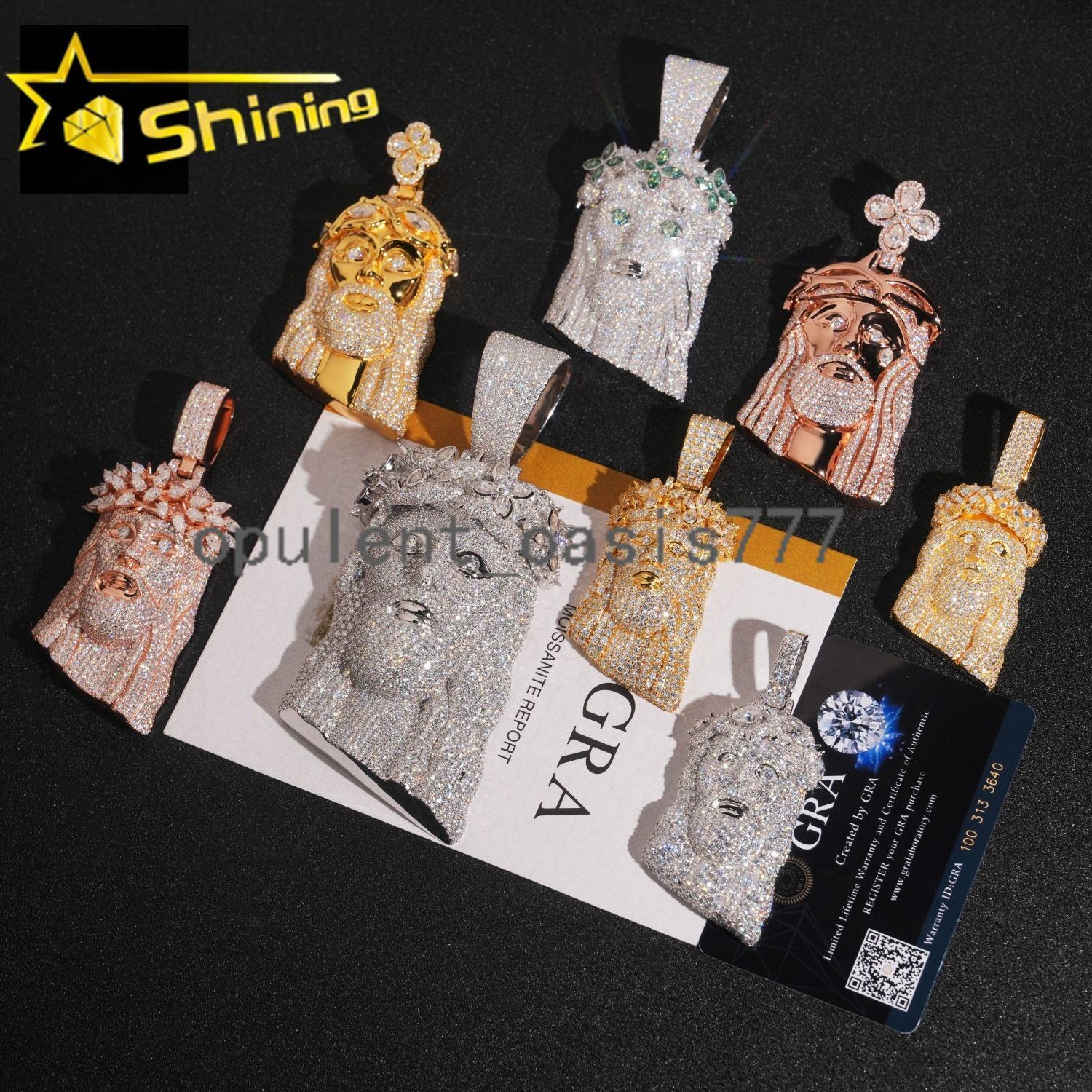 Hip Hop Jewelry Rapper Big Jesus Pendant 5 Inch Height 925 Sterling Silver VVS Moissanite Pendants Moissanite Pendant
