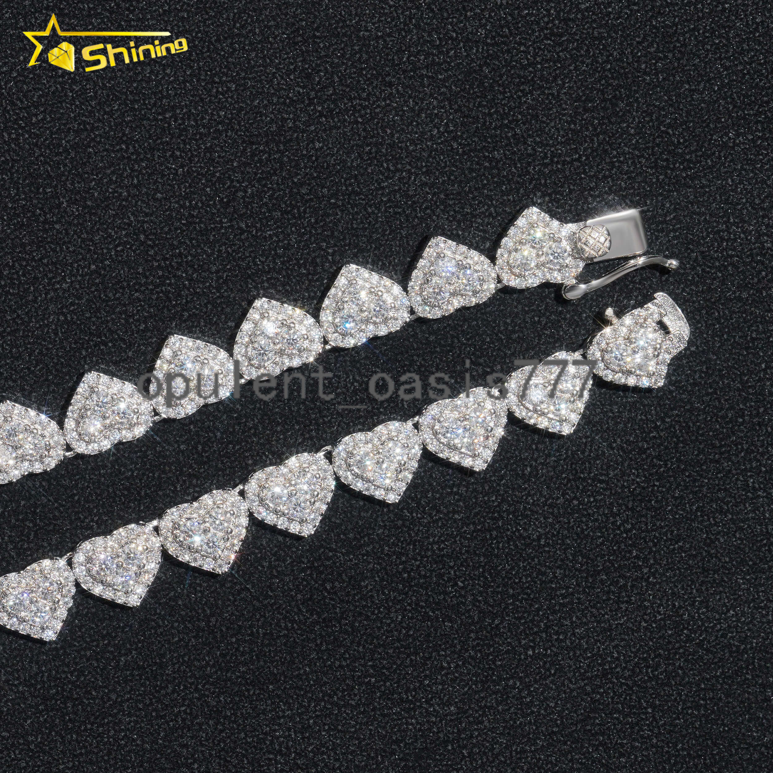 Hot Sale Heart Shape Iced Out Bracelet S925 Gold Plated VVS-FL Moissanite Fashion Chain Necklace