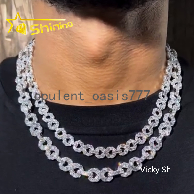 Hip Hop Jewelry Pass Diamond Tester 16MM Cuban Link Chain Moissanite 925 Sterling Silver Iced Out Infinity Necklace