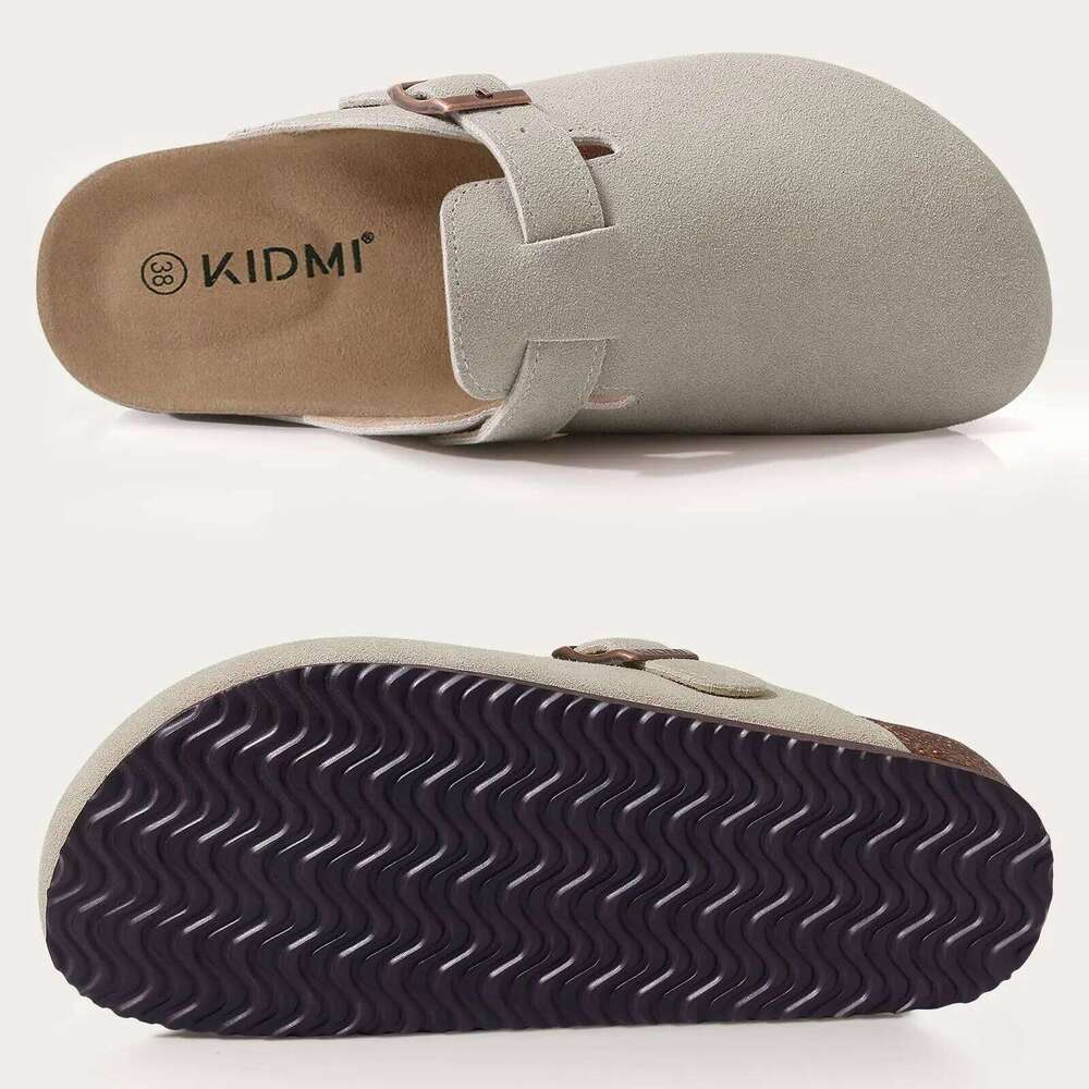 Litfun Retro Cork Clogs Slippers For Fashion Men Mules Shoe with Arch Support Unisex Classic Beach Shoes Men's Suede Sandals
