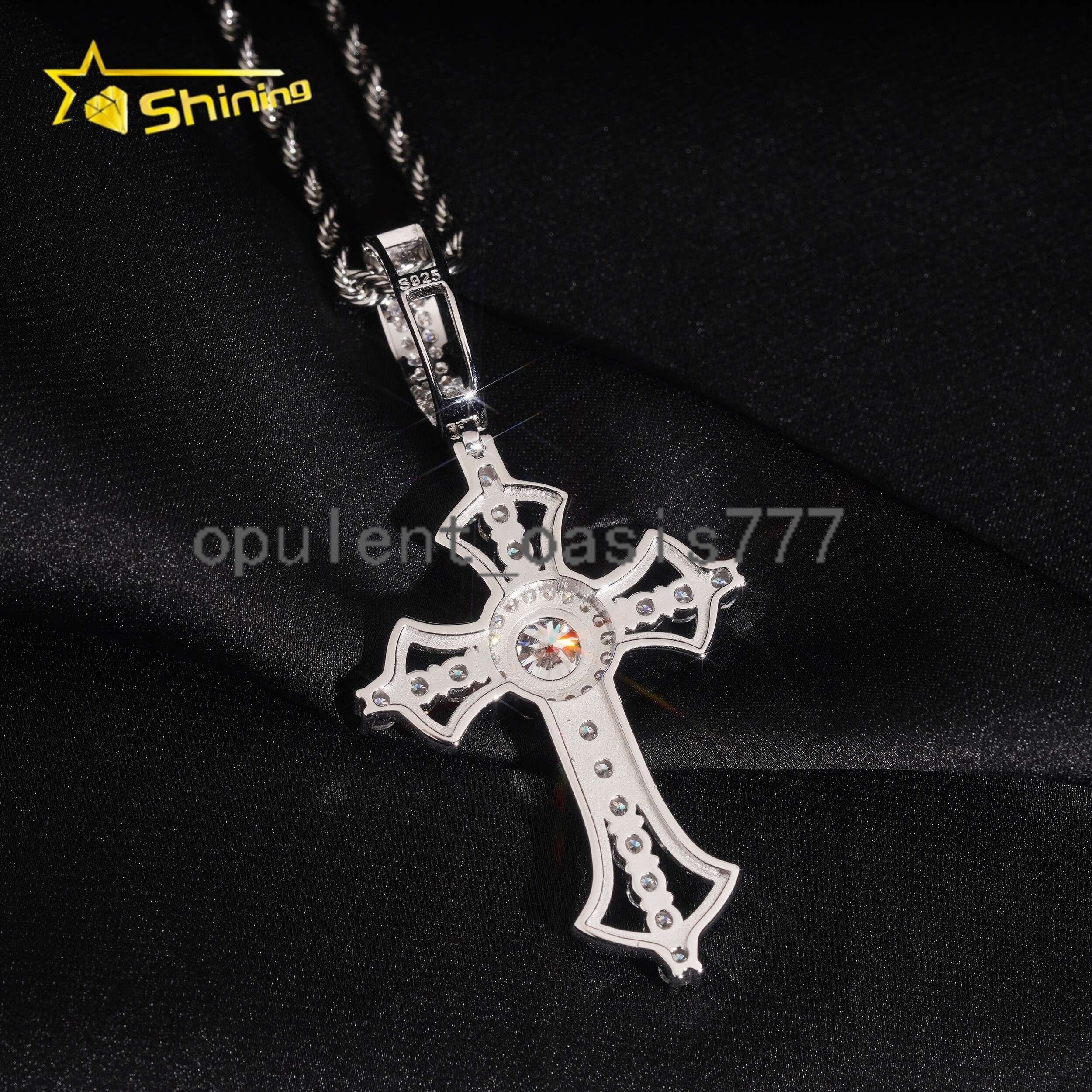 Fast Shipping Local Stock 925 Silver Cross Hip Hop Fine Jewelry Iced Out Moissanite Pendant