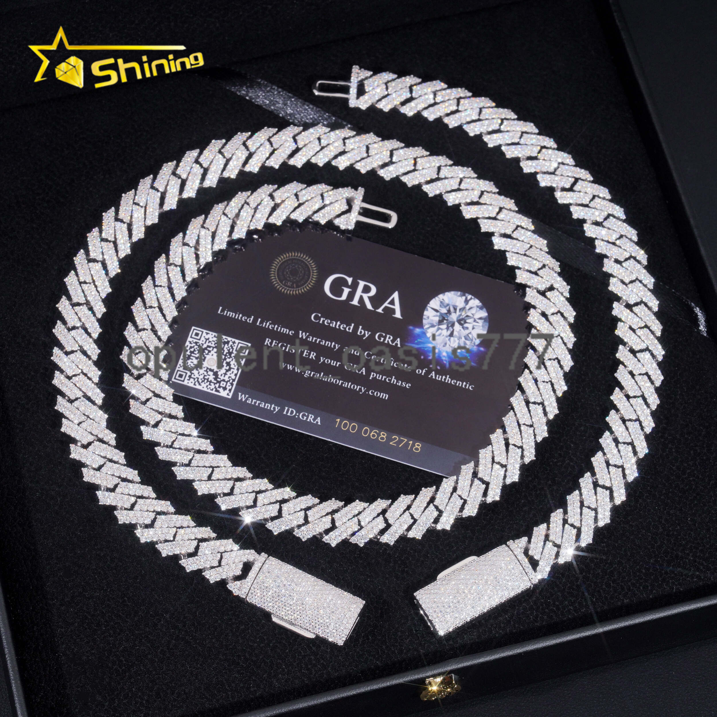 Wholesale 12MM Moissanite Cuban Link Chain Necklace Men Hip Hop Iced Out Vvs Diamond 925 Silver Cuban Chain