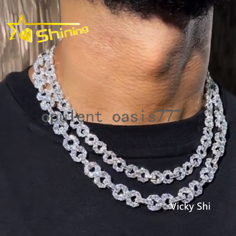 Hip Hop Jewelry Pass Diamond Tester 16MM Cuban Link Chain Moissanite 925 Sterling Silver Iced Out Infinity Necklace