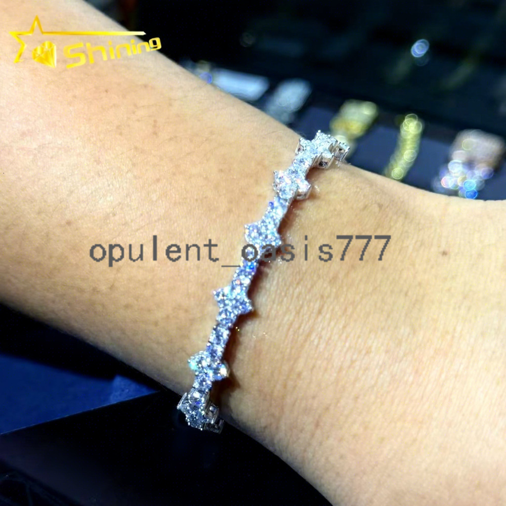 New Arrival Fashion Femme Design 925 SteRling Silver VVS Moissanite Diamond Iced Out Cross Tennis Chain Bracelet