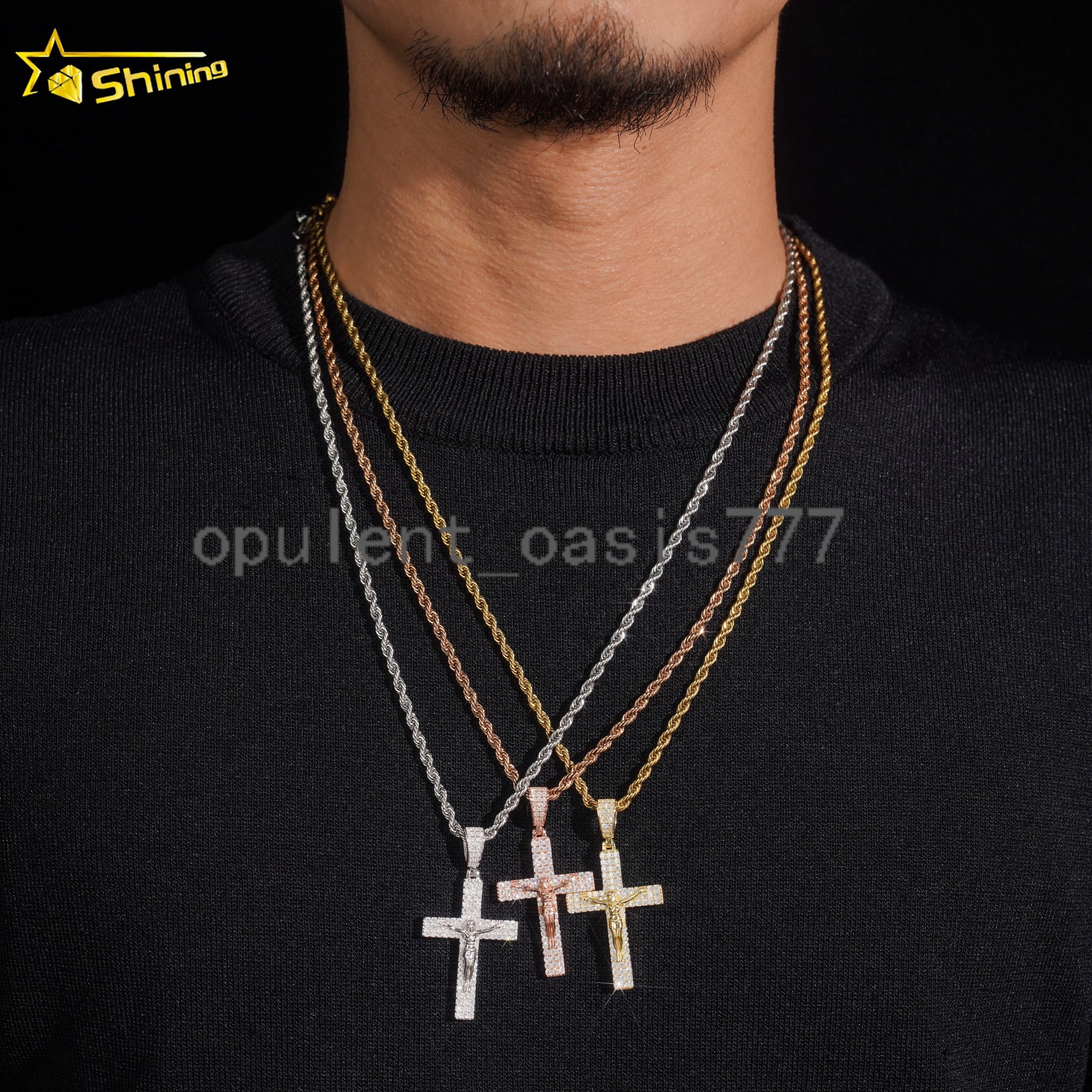 New Design Fully Iced Out MoissaniteJesus Pendant Hip Hop Jewelry Men Women 925 Silver Moissanite Cross Pendant Charms