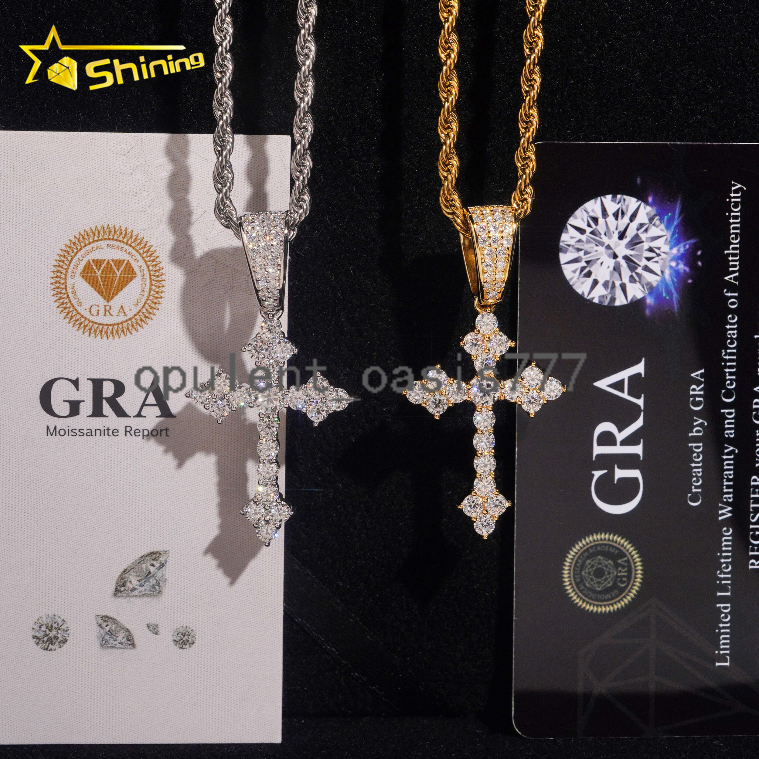 USA Local Stock Fast Shipping Cross Charm Gold Plated 925 Sterling Silver Moissanite Hip Hop Iced Out Design Sparkling Pendant