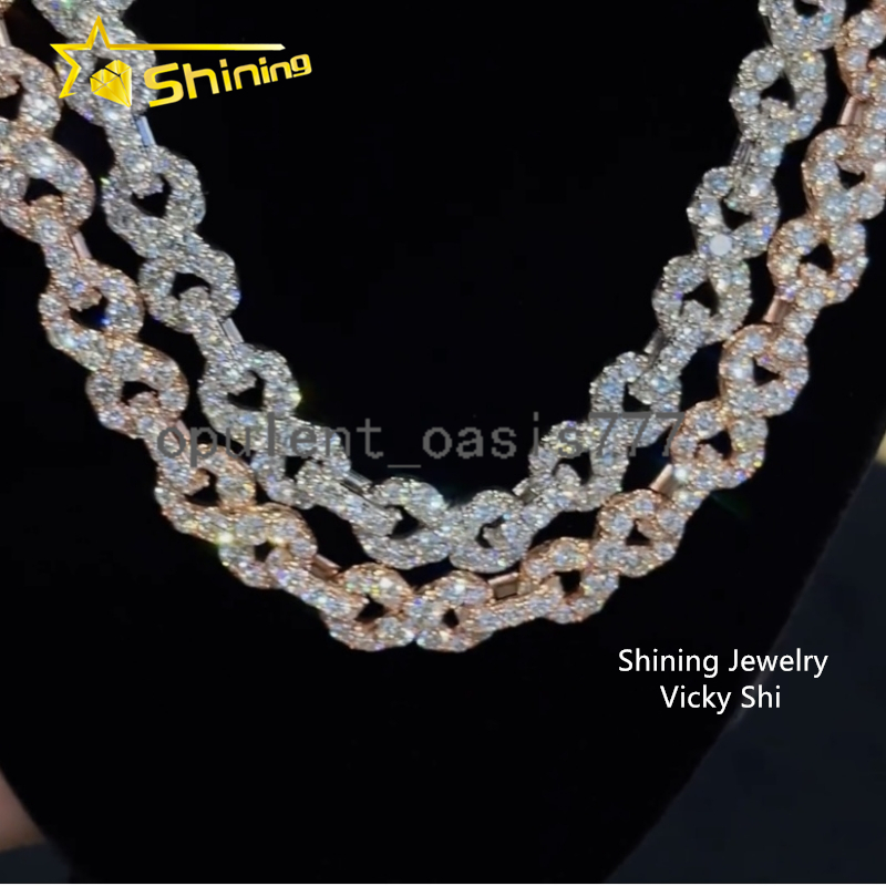 Iced Out 13MM Infinity Link GRA Men Hip Hop Cuban Link Chain 925 Sterling Silver Moissanite Hip Hop Jewelry