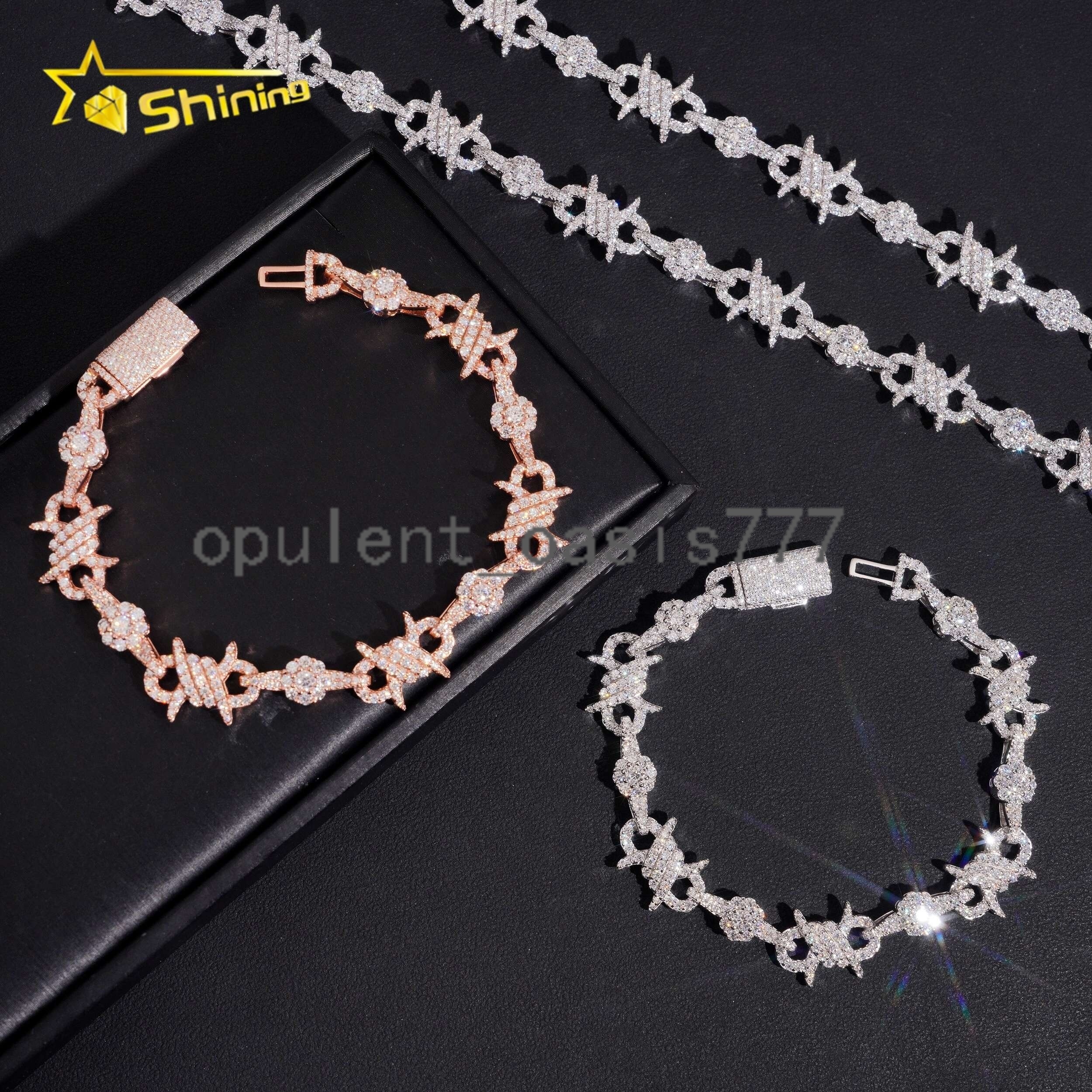 Hip Hop Jewelry Iced Out New Style 925 Sterling Silver Moissanite Cuban Link Chain Necklace