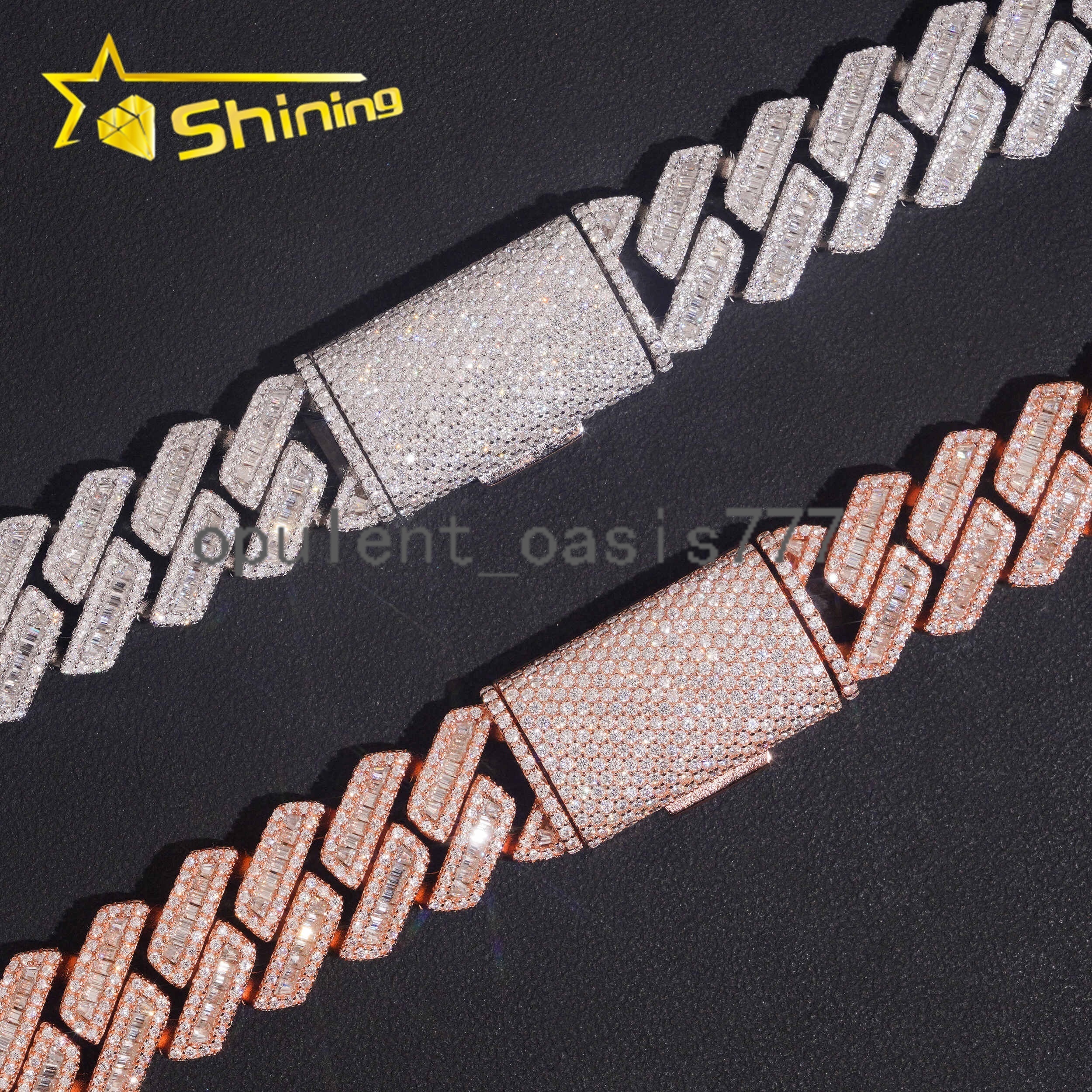 Local Stock Fast Shipping 925 Silver Hip Hop Rapper 18mm Iced Out VVS Moissanite Cuban Link Chain