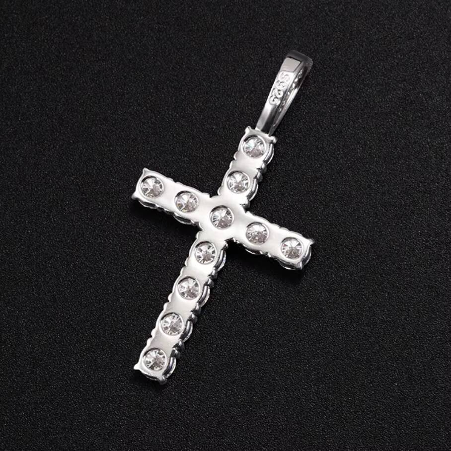 Hot-sale VVS Diamond Cross Pendant D GRA Moissanite S925 Silver Gold Plate Custom Pendant for Cuban Necklace