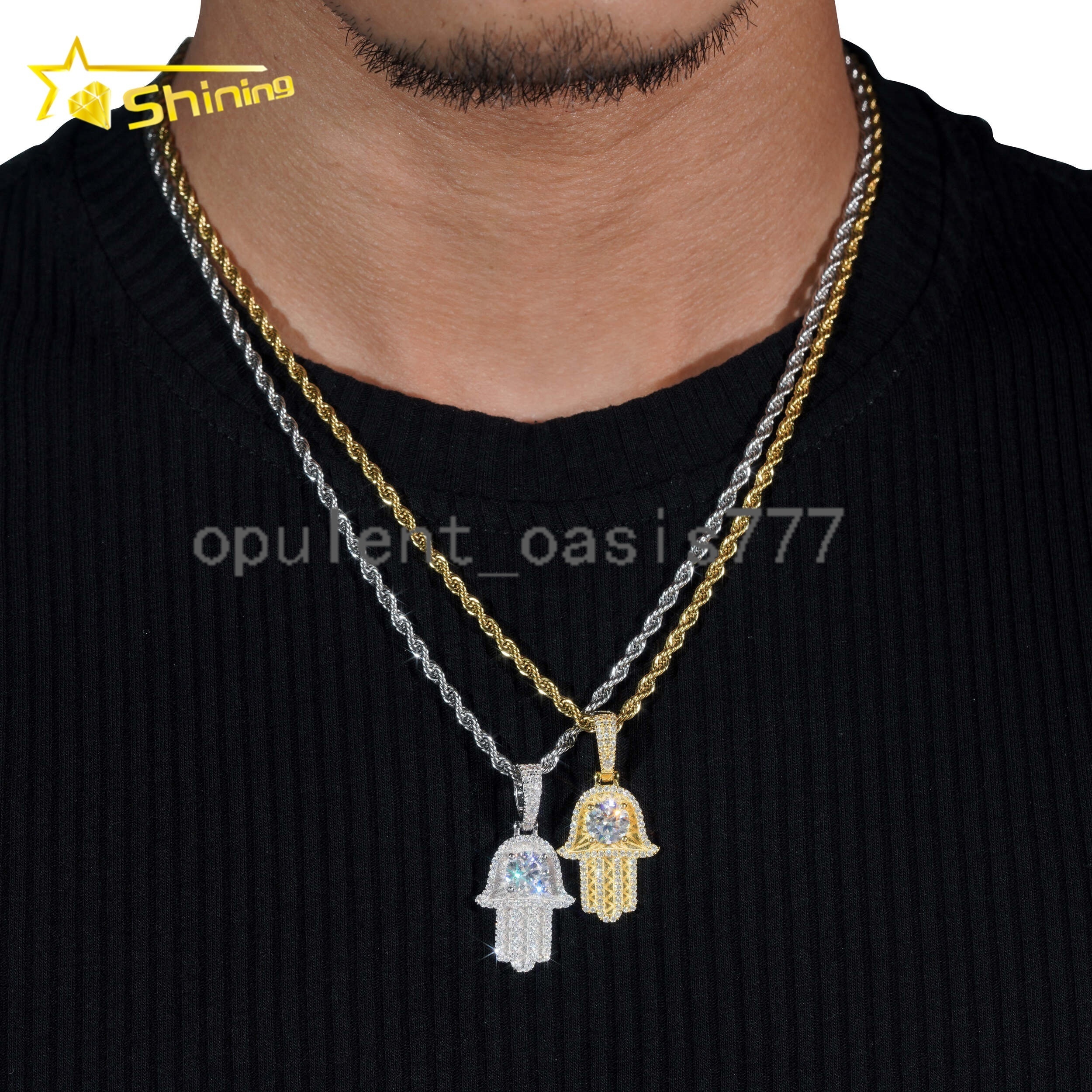 Local Stock Ready to Ship Hip Hop Hand 925 Silver Iced Out VVS Moissanite Diamond Mens Pendants