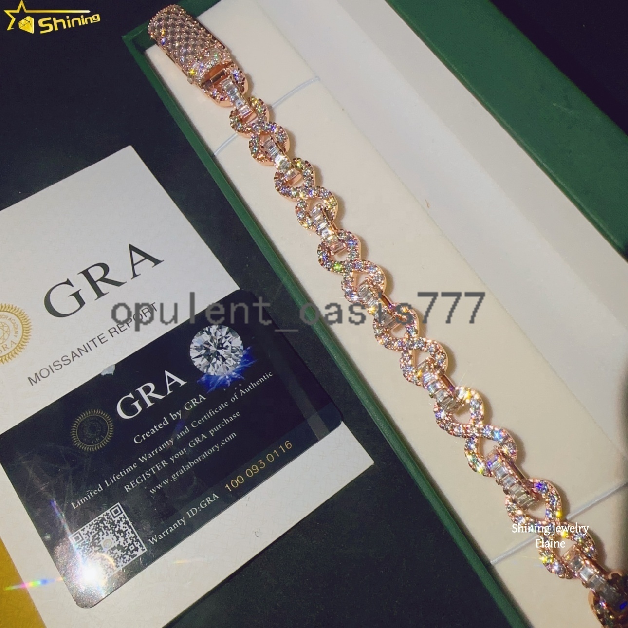 Fashion High Quality GRA Certificated Hip Hop Sterling Silver 925 8mm Vvs Moissanite Cuban Link Chain Moissanite Bracelet