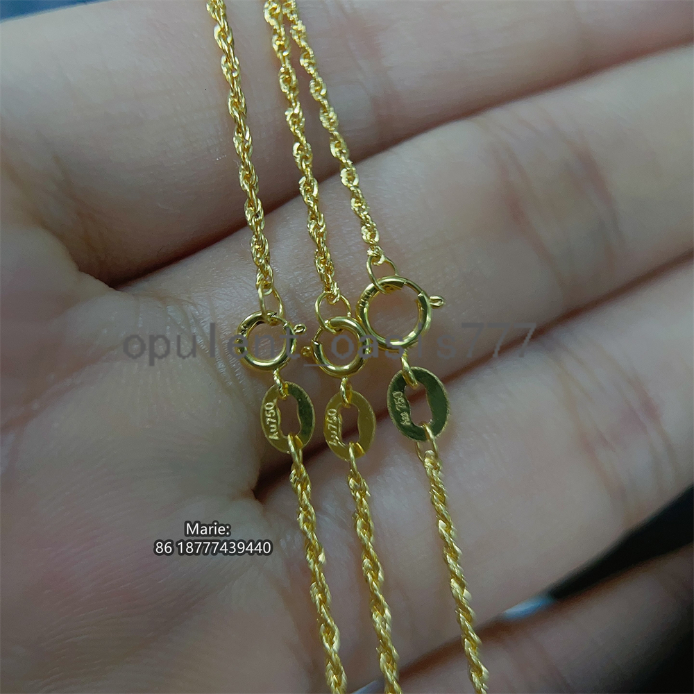 Bulk Sale Twisted Link Rope Chain Solid Gold Jewelry Gold 18k Real Au750 18k Real Gold Chain Jewelry 18k Rope Chain