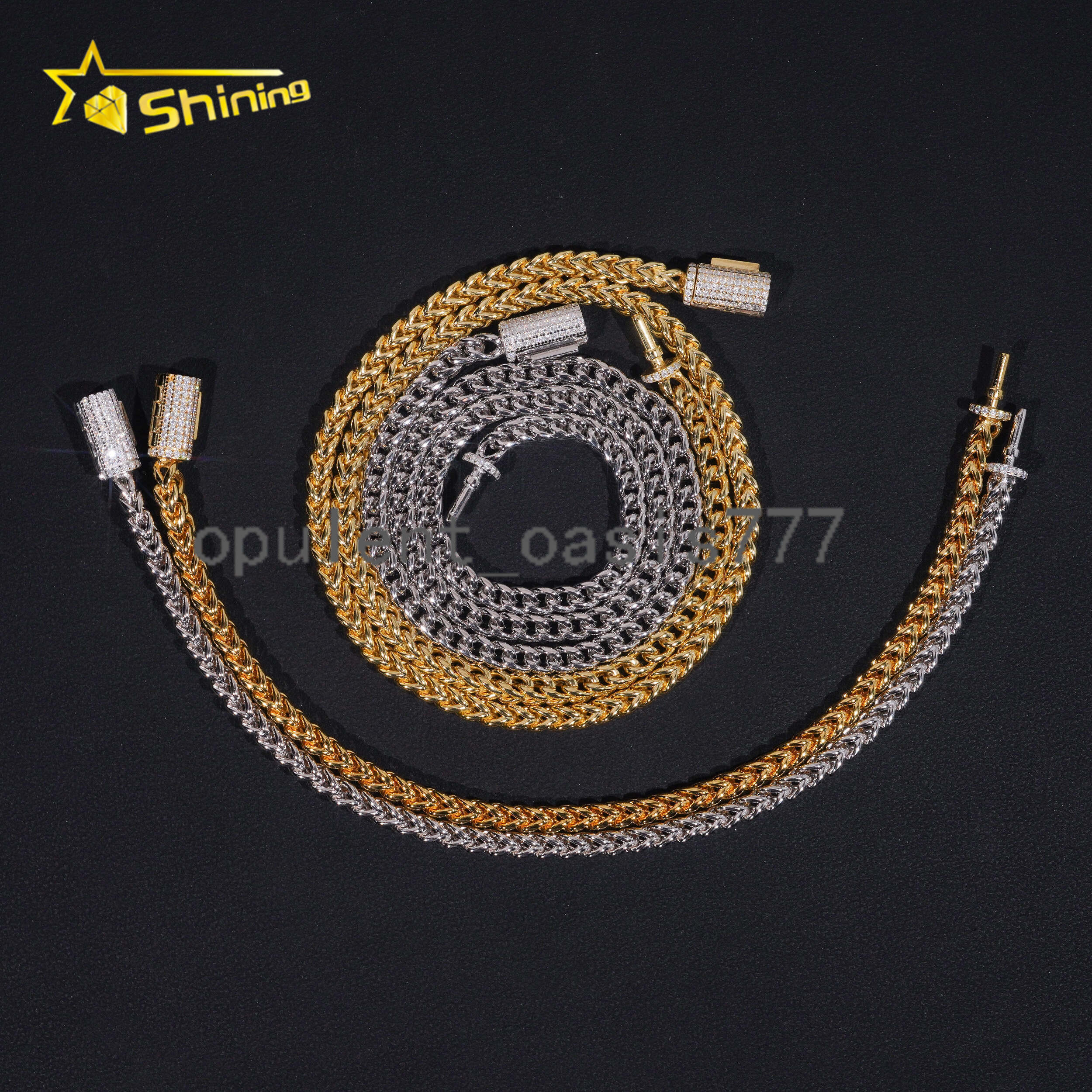Fast Shipping Hip Hop Jewelry Necklaces Men Women Choker Necklace Fashion Gold Plated 4MM 925 silver 925 silver Moissanite Rope Chain