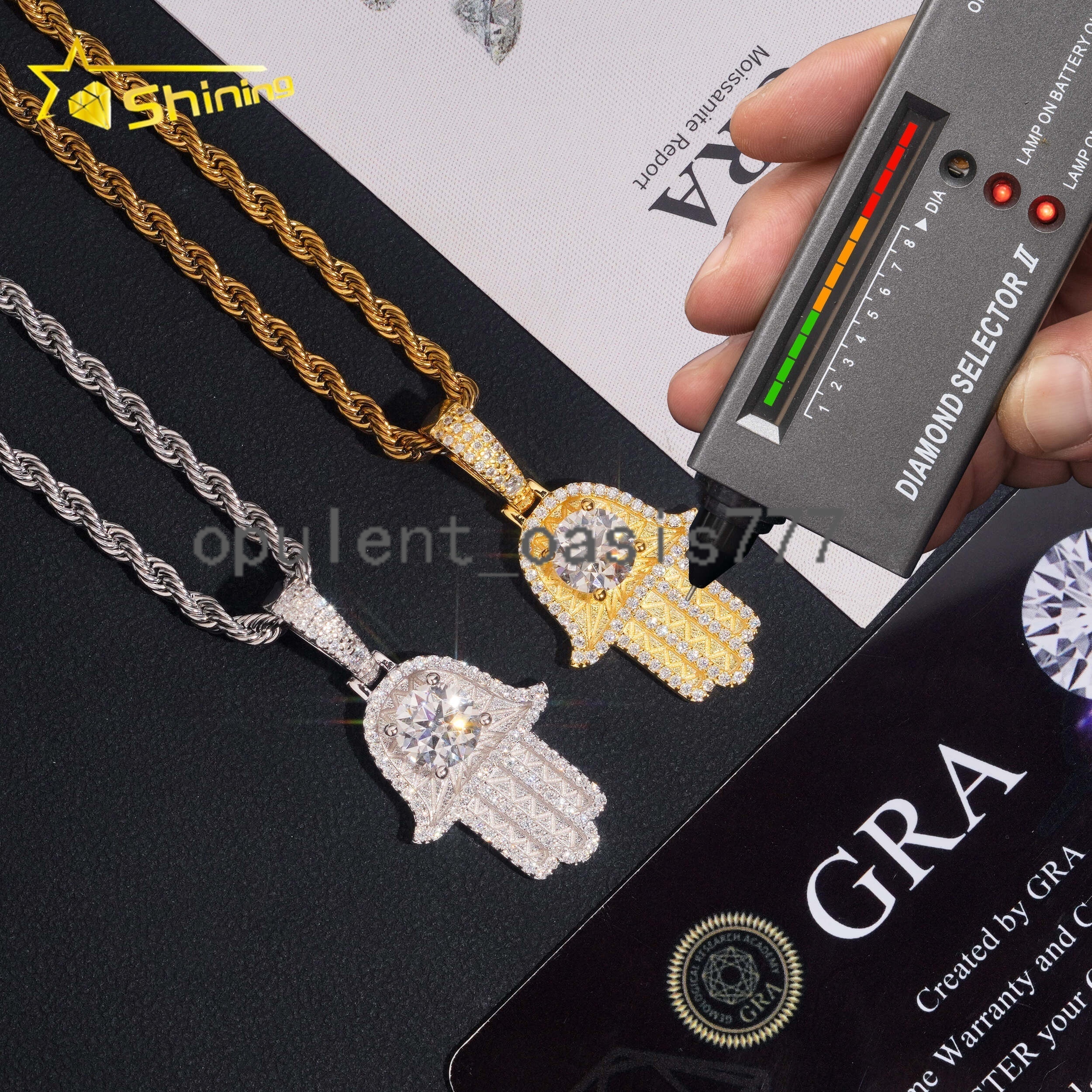 Local Stock Ready to Ship Hip Hop Hand 925 Silver Iced Out VVS Moissanite Diamond Mens Pendants