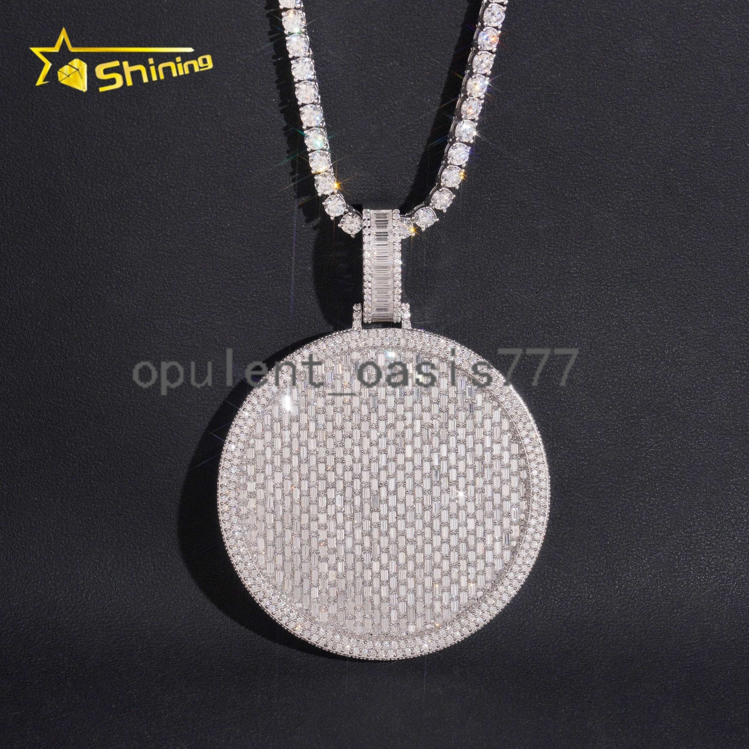Custom Made Hip Hop Rapper Jewelry Iced Out Baguette 925 Silver Moissanite Iced Out Pendant