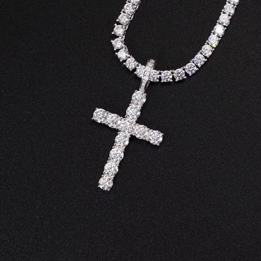 Hot-sale VVS Diamond Cross Pendant D GRA Moissanite S925 Silver Gold Plate Custom Pendant for Cuban Necklace