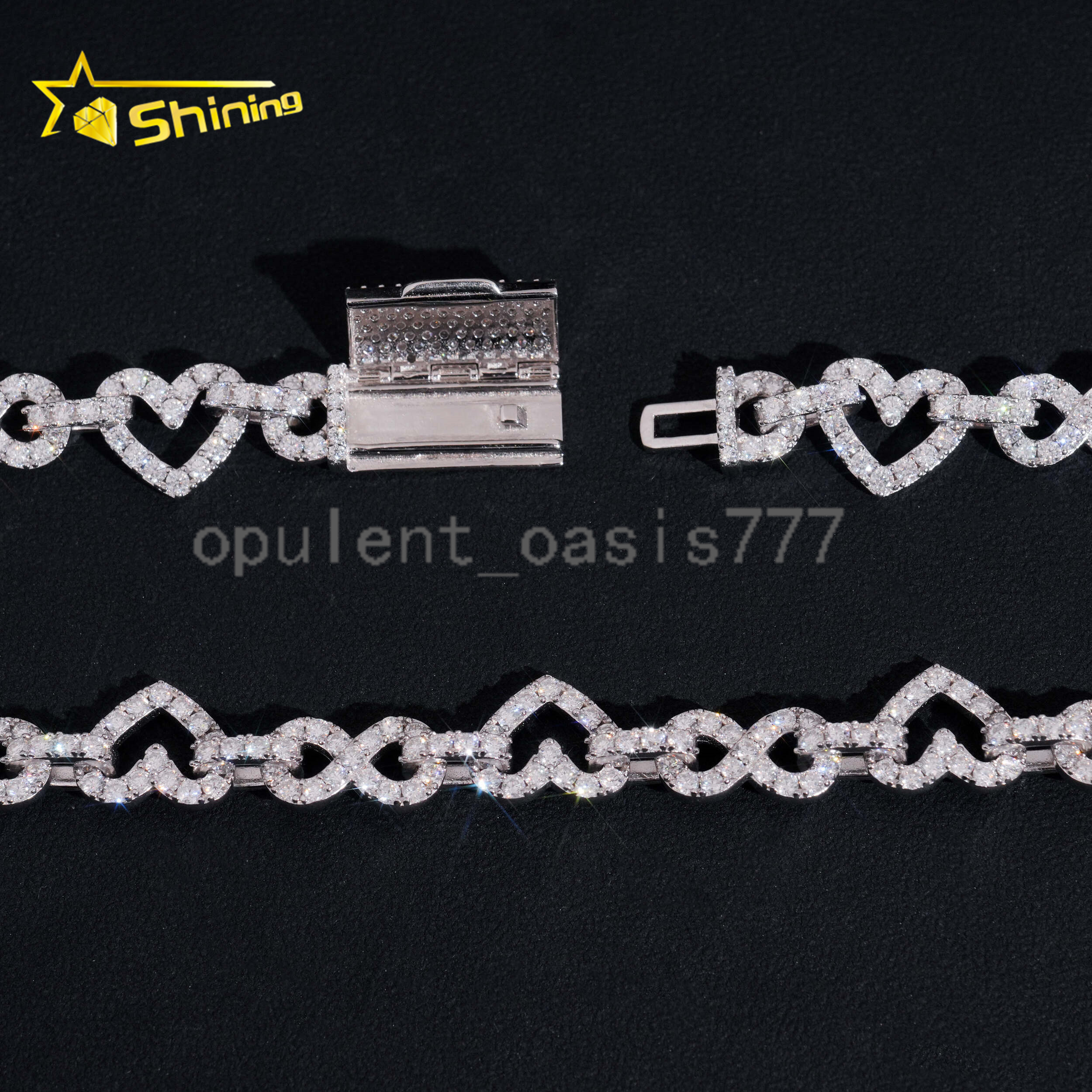 Hip Hop Jewelry Rapper 925 Silver 85MM Heart Style Missanite Cuban Link Chain Iced Out Men Infinity Cuban Necklace Chain Link