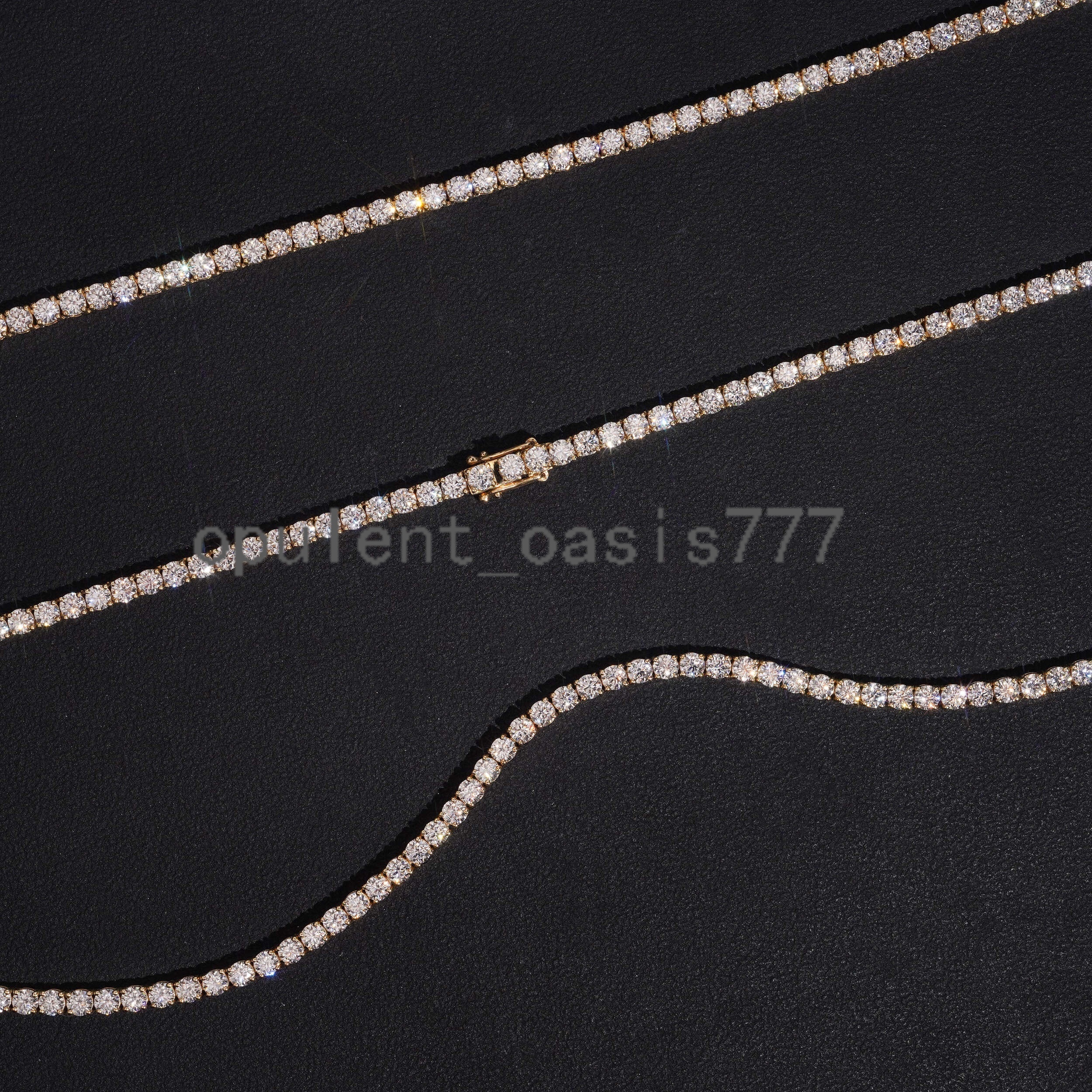 Pass Diamond Tester Men Jewelry 10K Real Yellow Gold VVS Moissanite Diamond Tennis Chain 3MM
