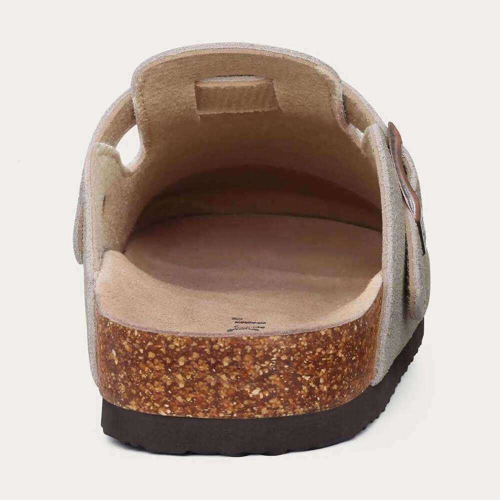 Litfun Retro Cork Clogs Slippers For Fashion Men Mules Shoe with Arch Support Unisex Classic Beach Shoes Men's Suede Sandals